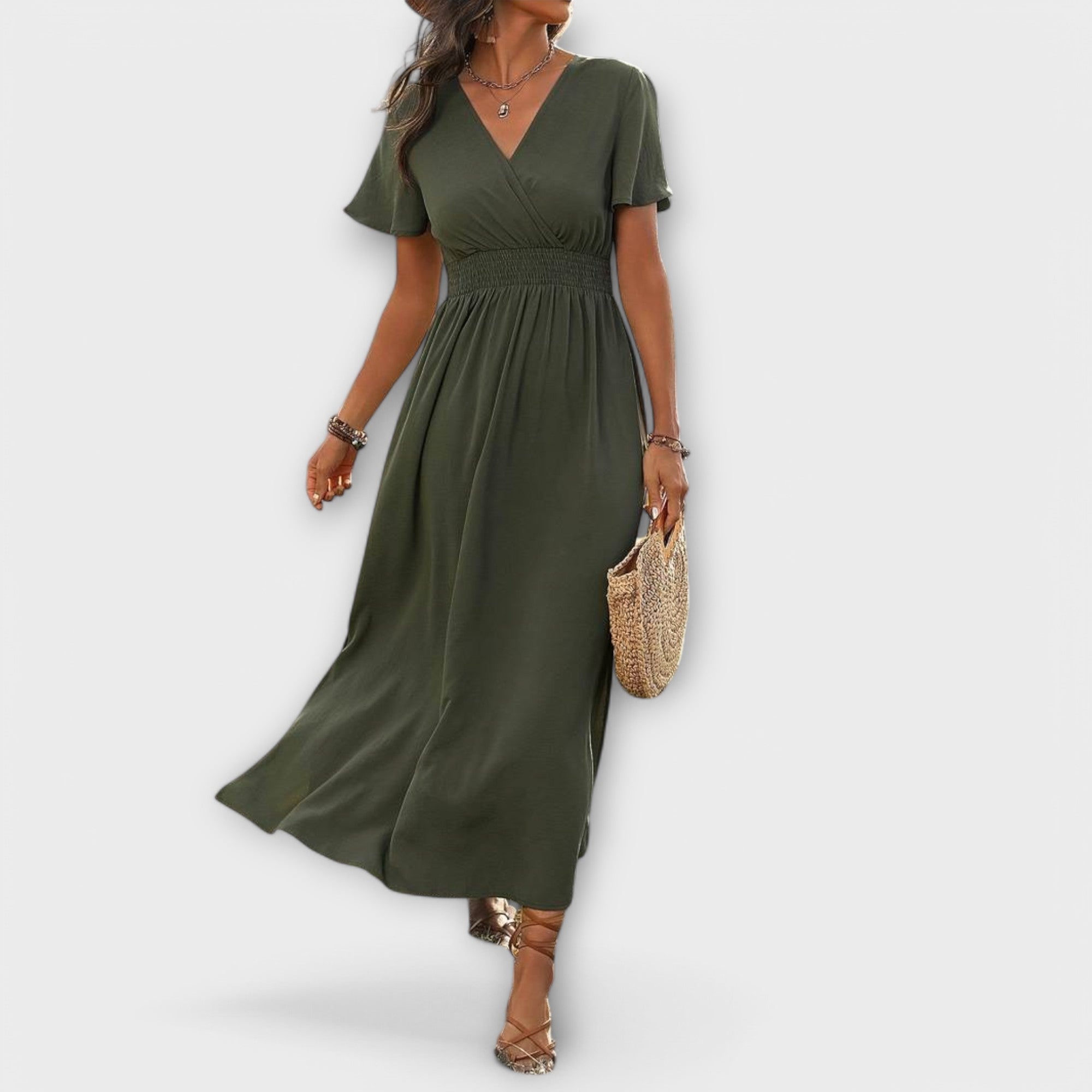 Amara™ | Elegant Boho Dress with V-Neck and Long Sleeves