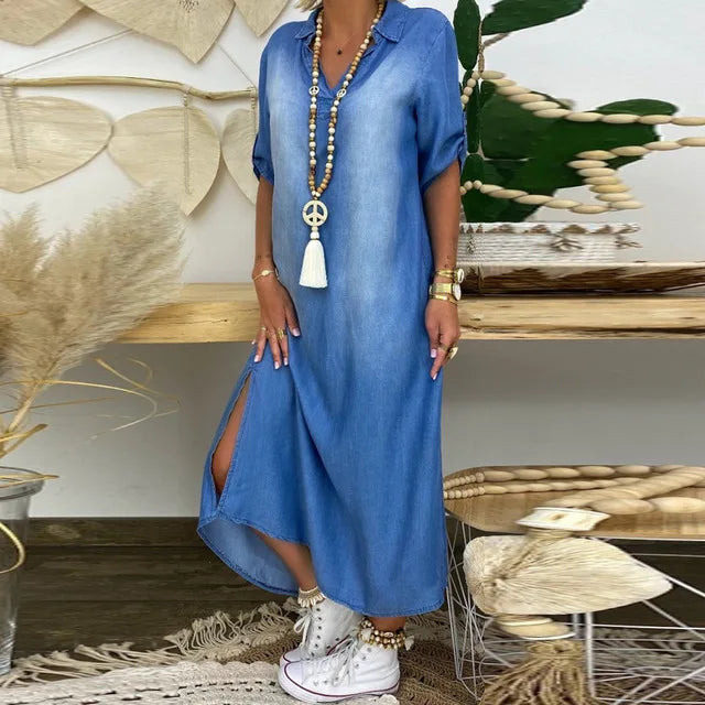 Amara™ | Long Denim Style Dress