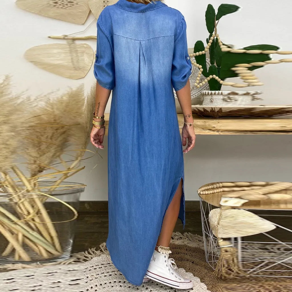 Amara™ | Long Denim Style Dress