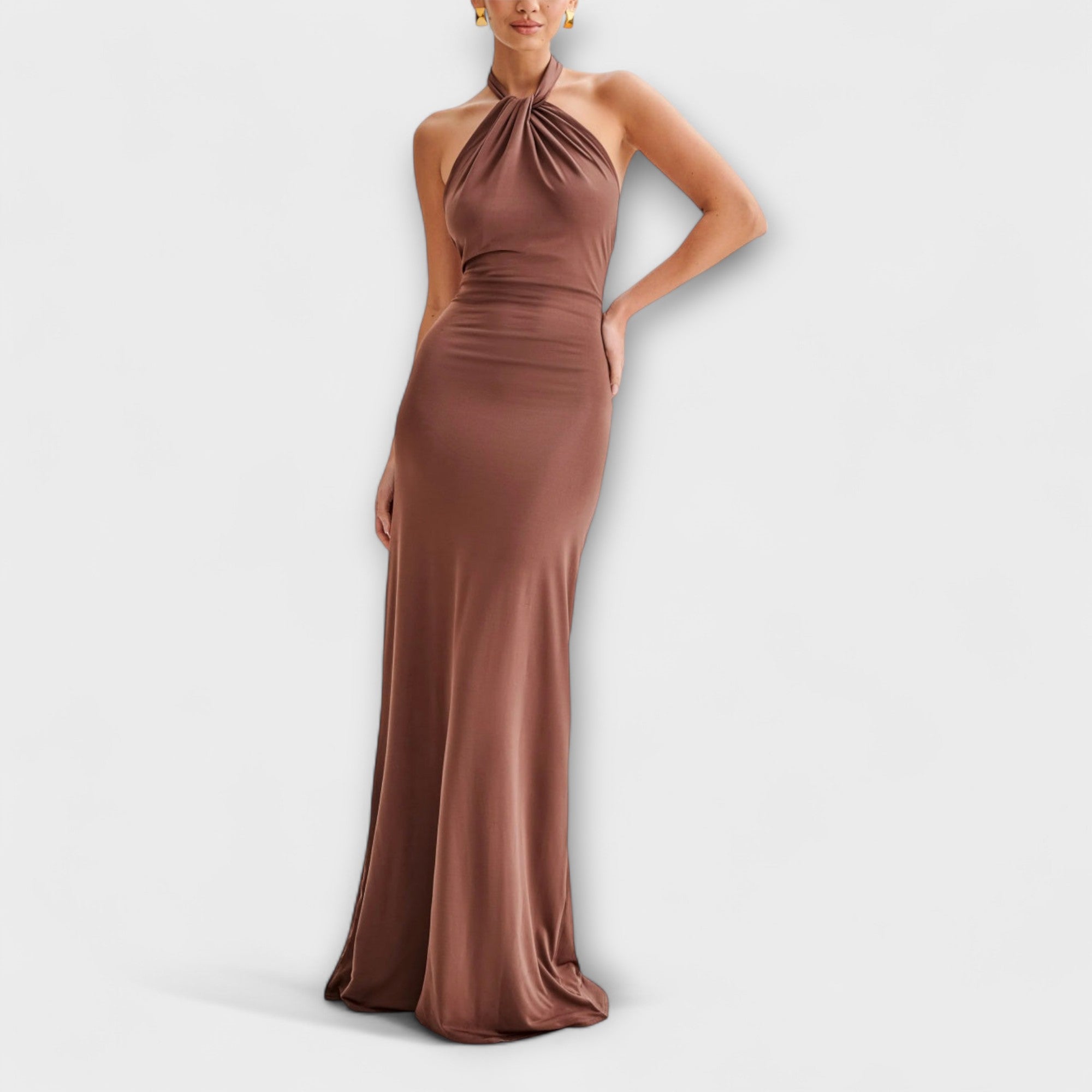 Amara™ | Slinky Halter Maxi Dress