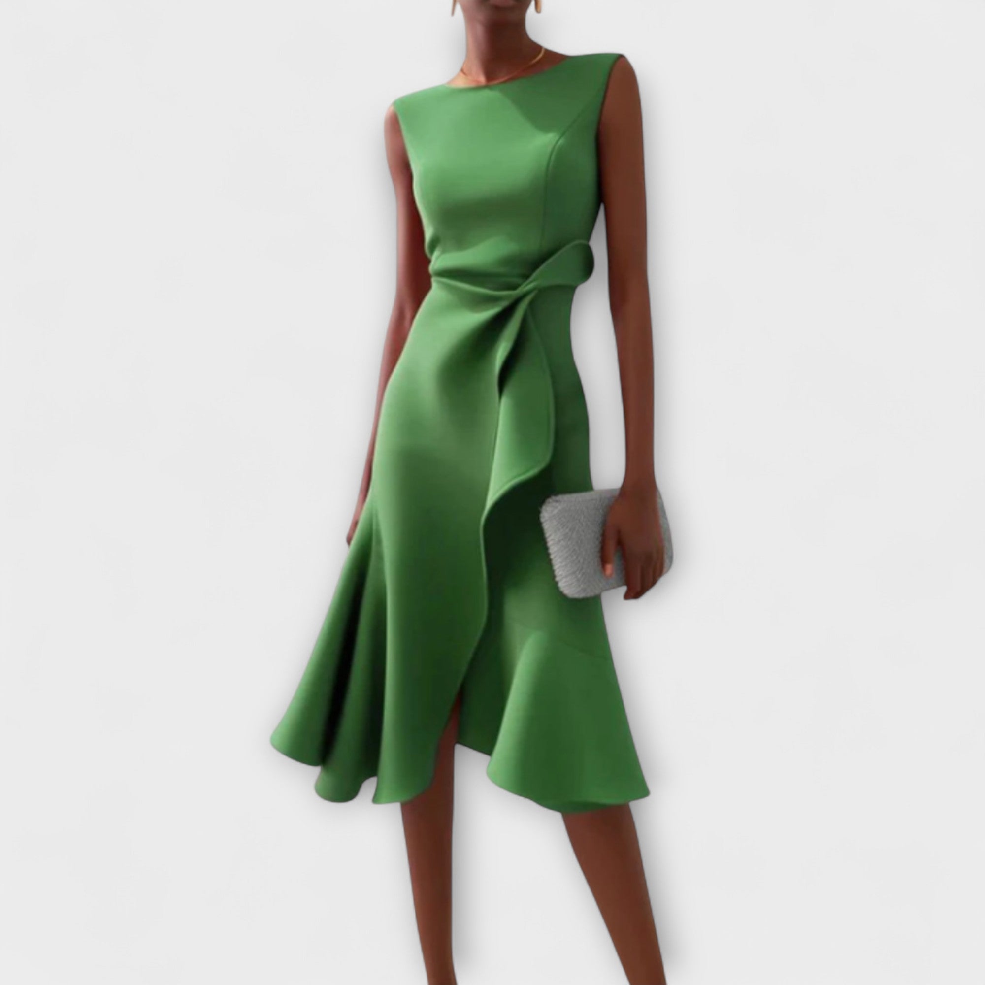 Amara™ | Sculpted Ruffle Midi Dress