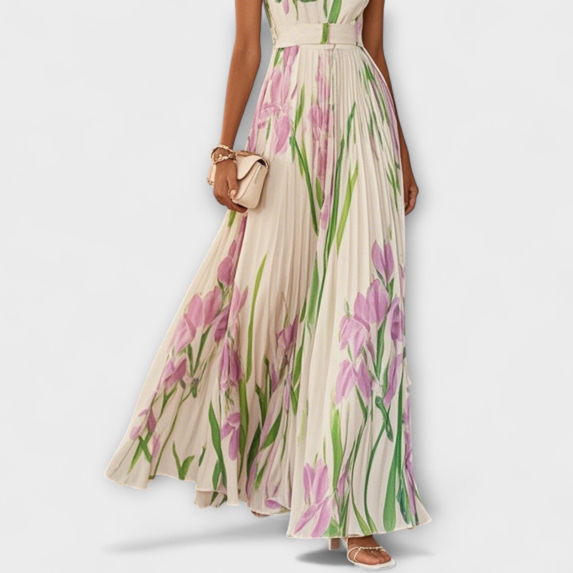 Amara™ | Folded Floral Chiffon Maxi Dress