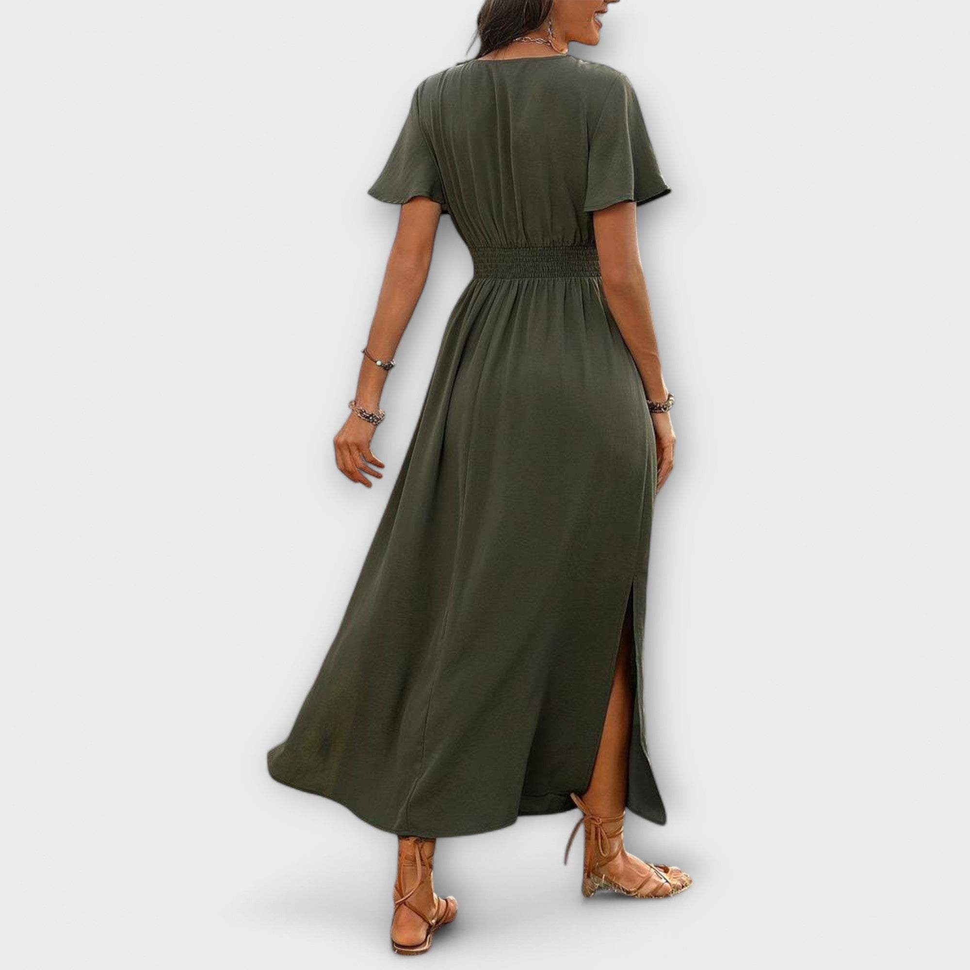 Amara™ | Elegant Boho Dress with V-Neck and Long Sleeves