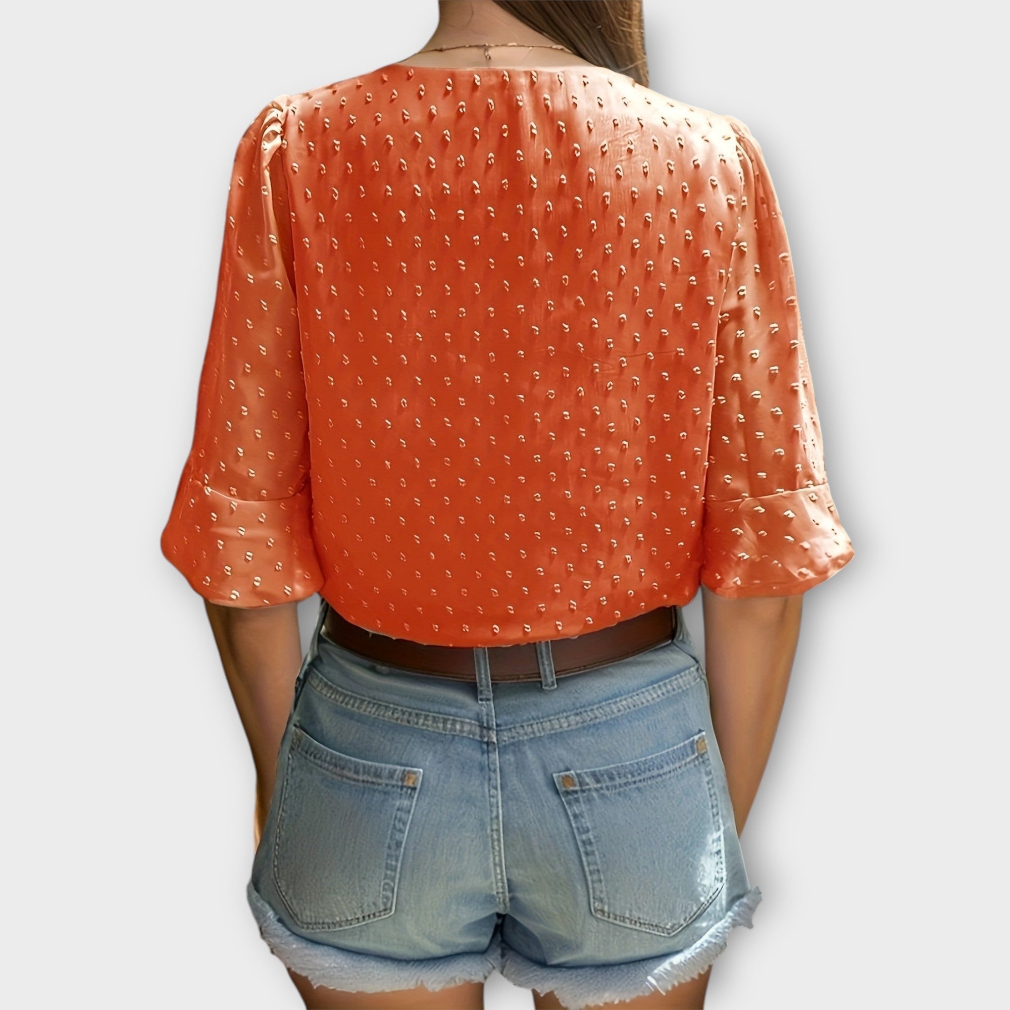 Amara™ | Textured Blouse with V-Neckline