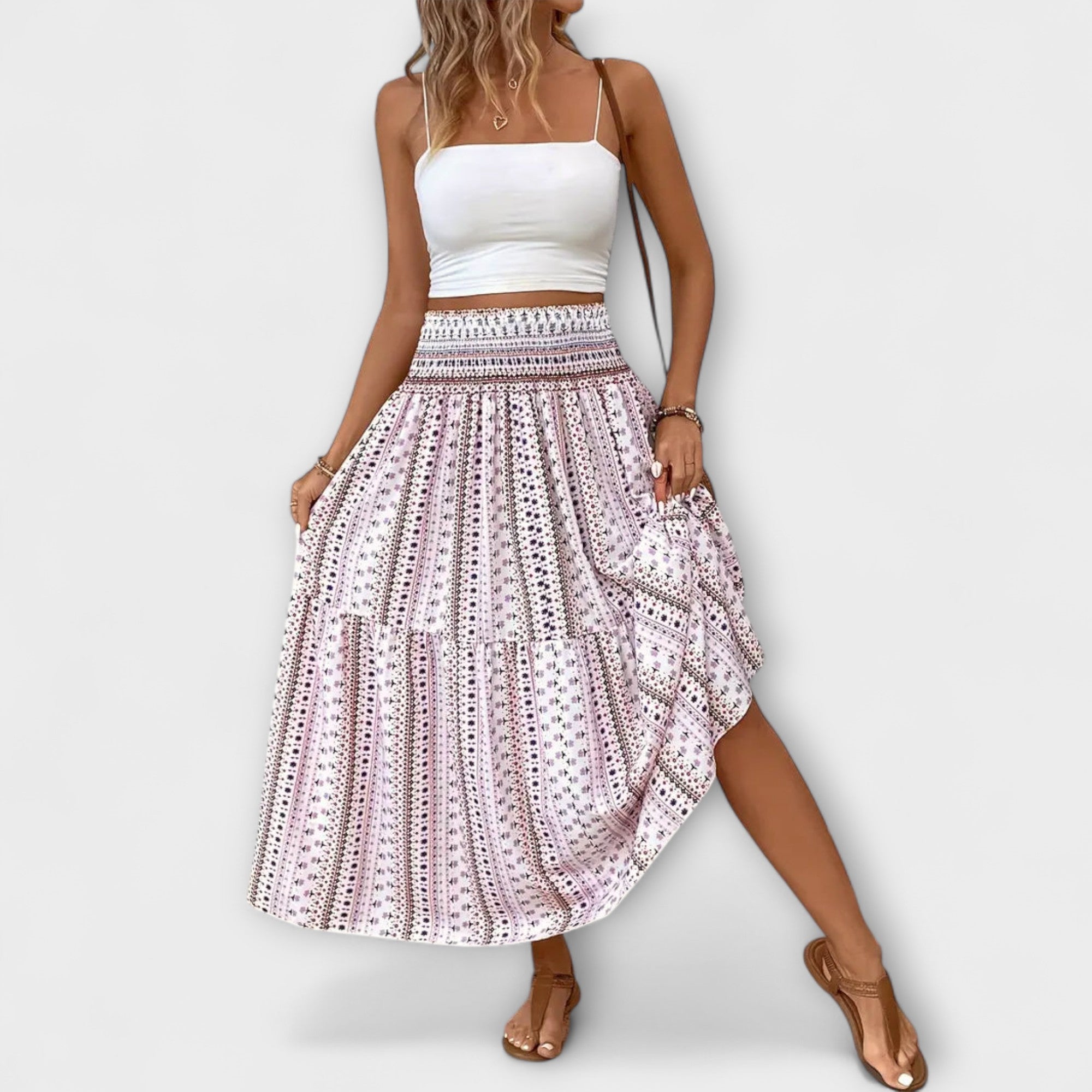 Amara™ | Flowing Skirt with Pattern