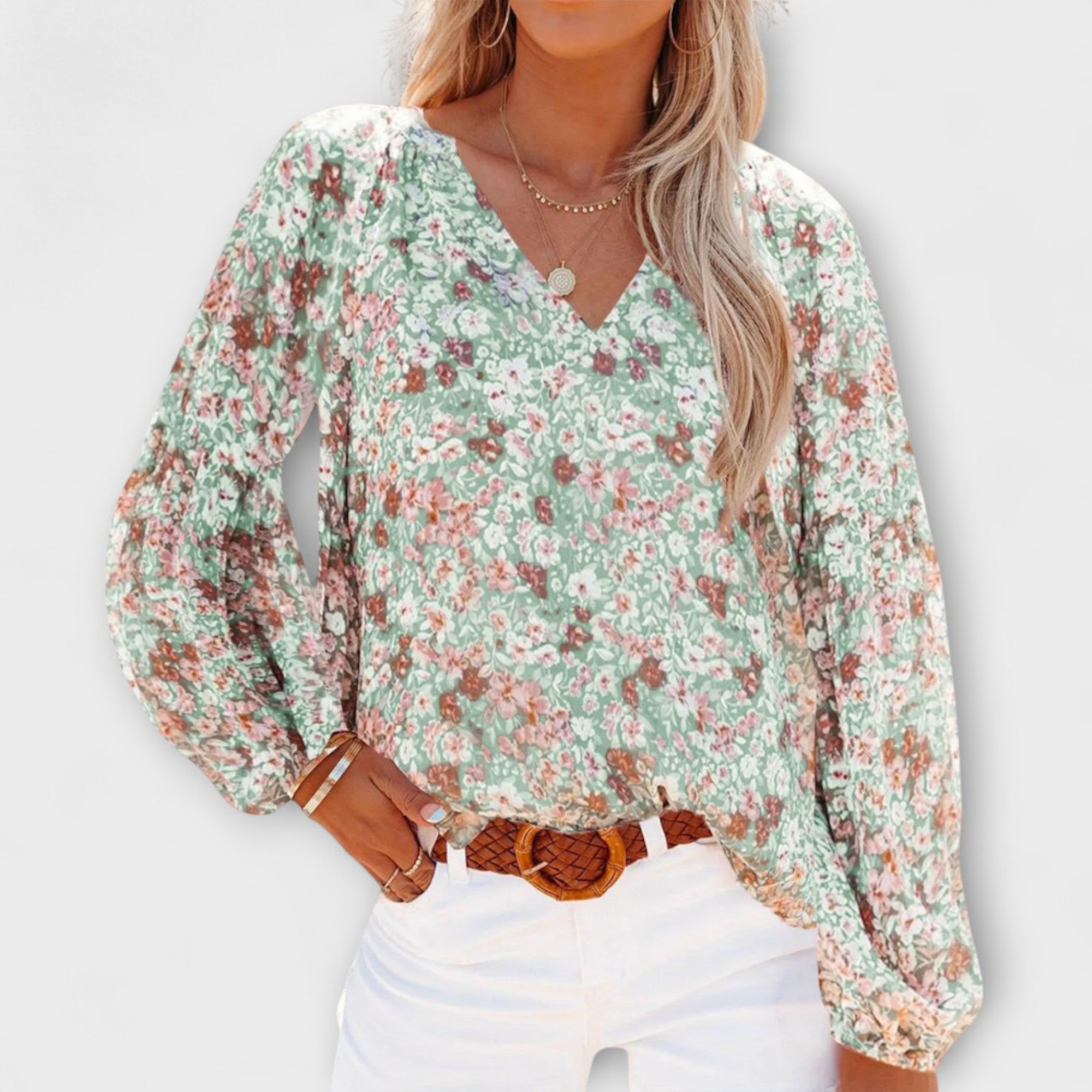 Amara™ | Long Sleeve Floral Blouse