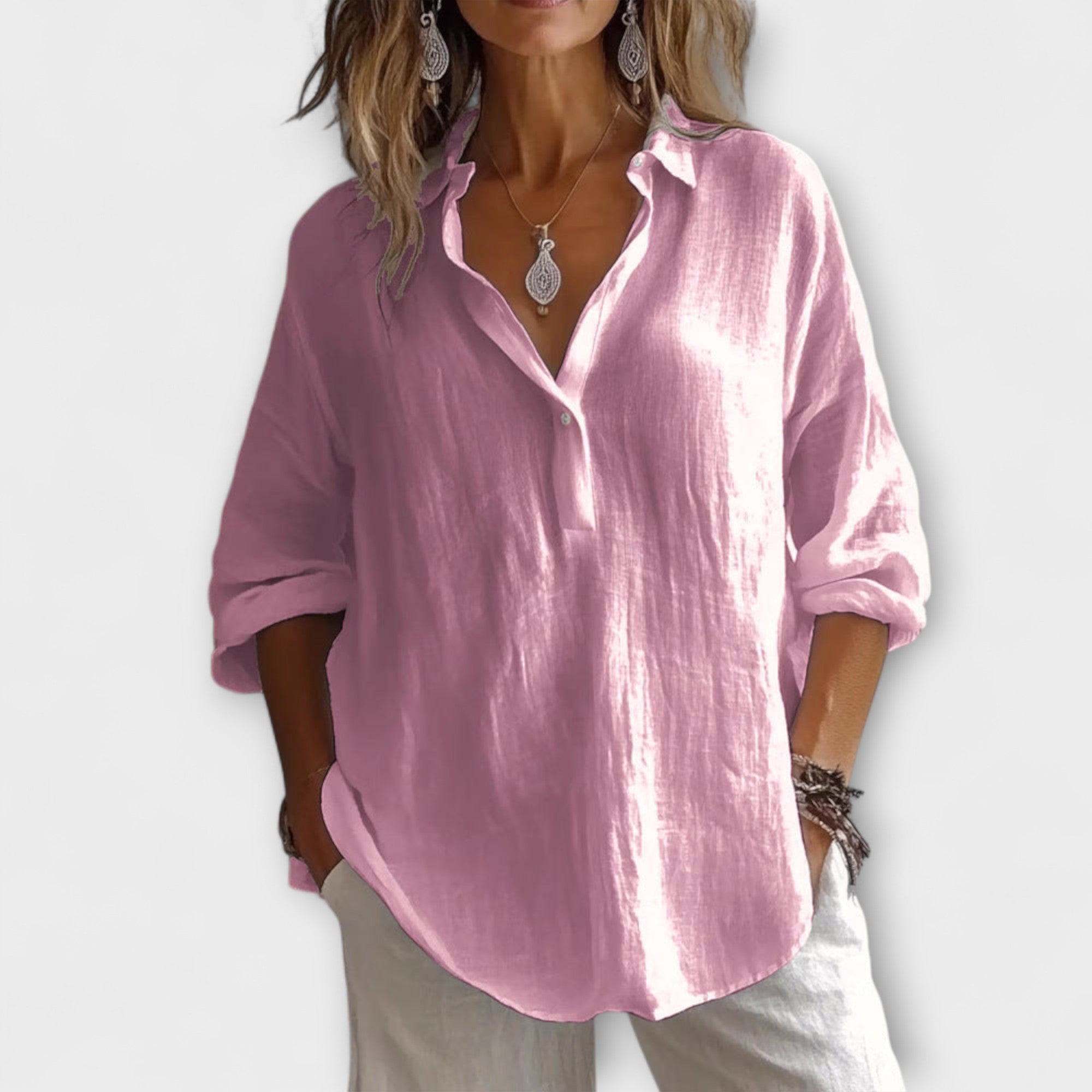 Amara™ | Relaxed Cotton-Linen Blouse