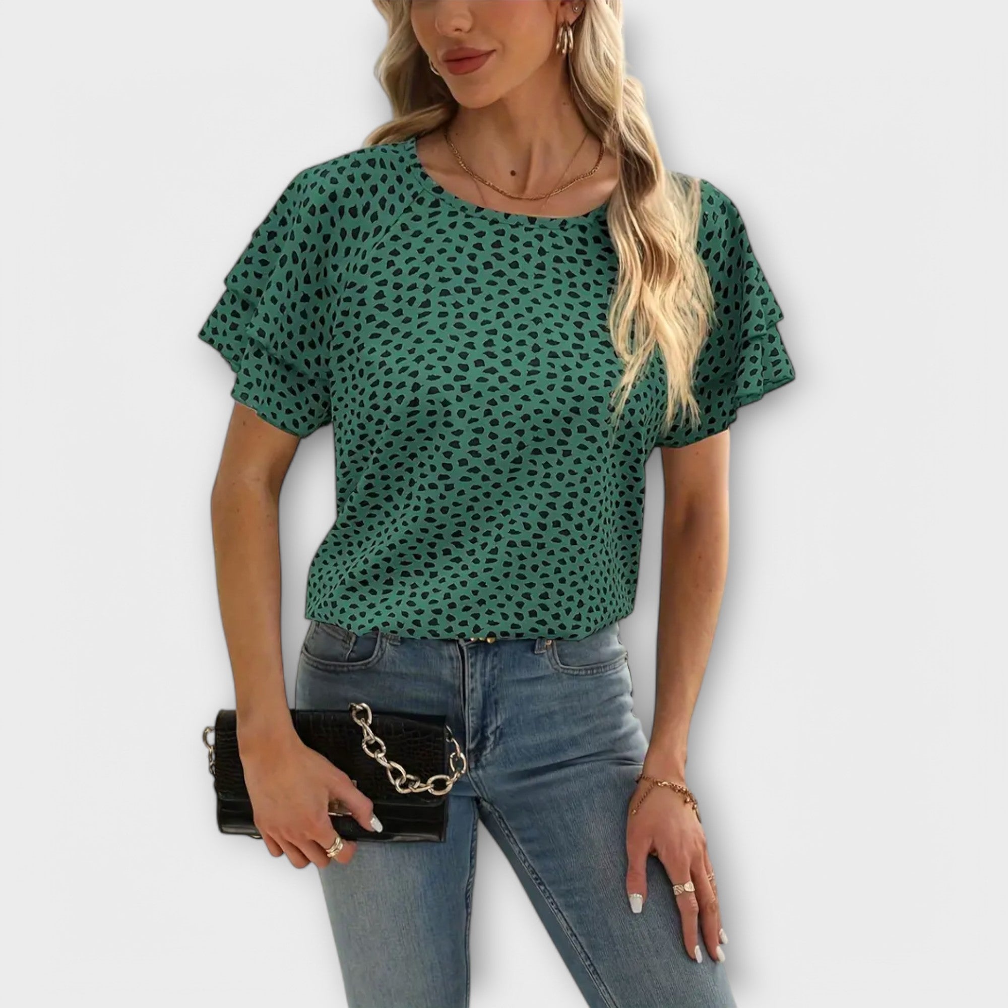 Amara™ | Blouse with Ruffle Details and Round Neck