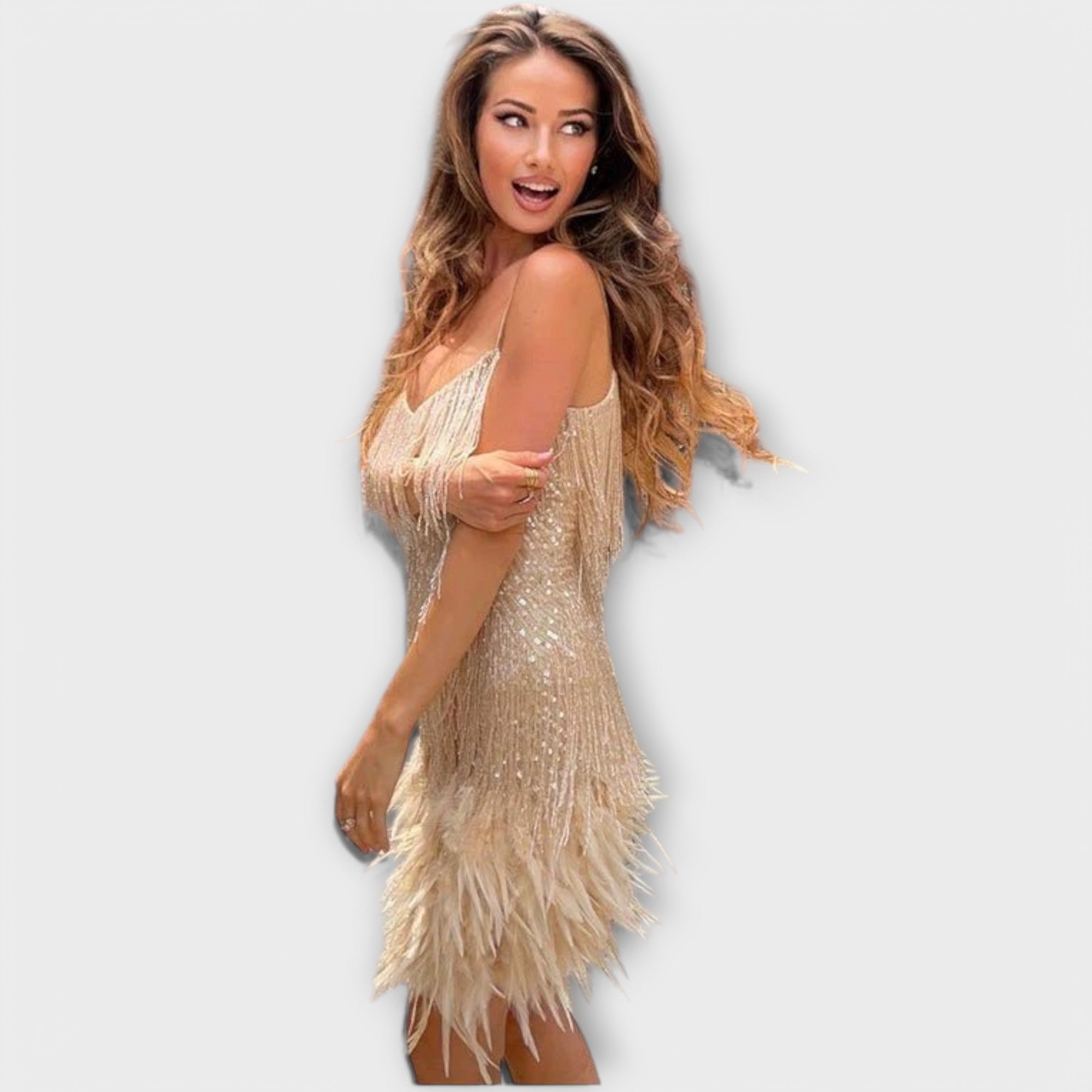 Amara™ | Sequin Feather Dress