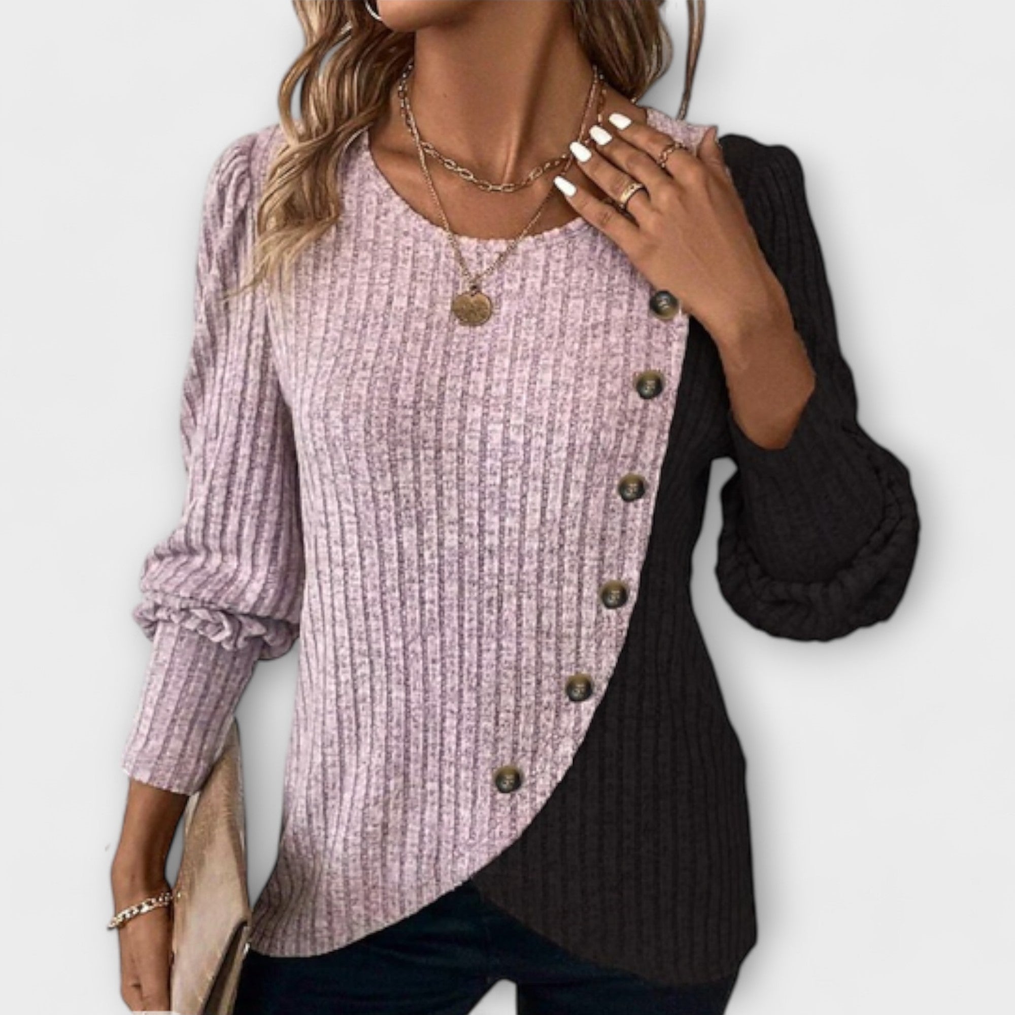 Amara™ | Knitted Blouse with Button Details
