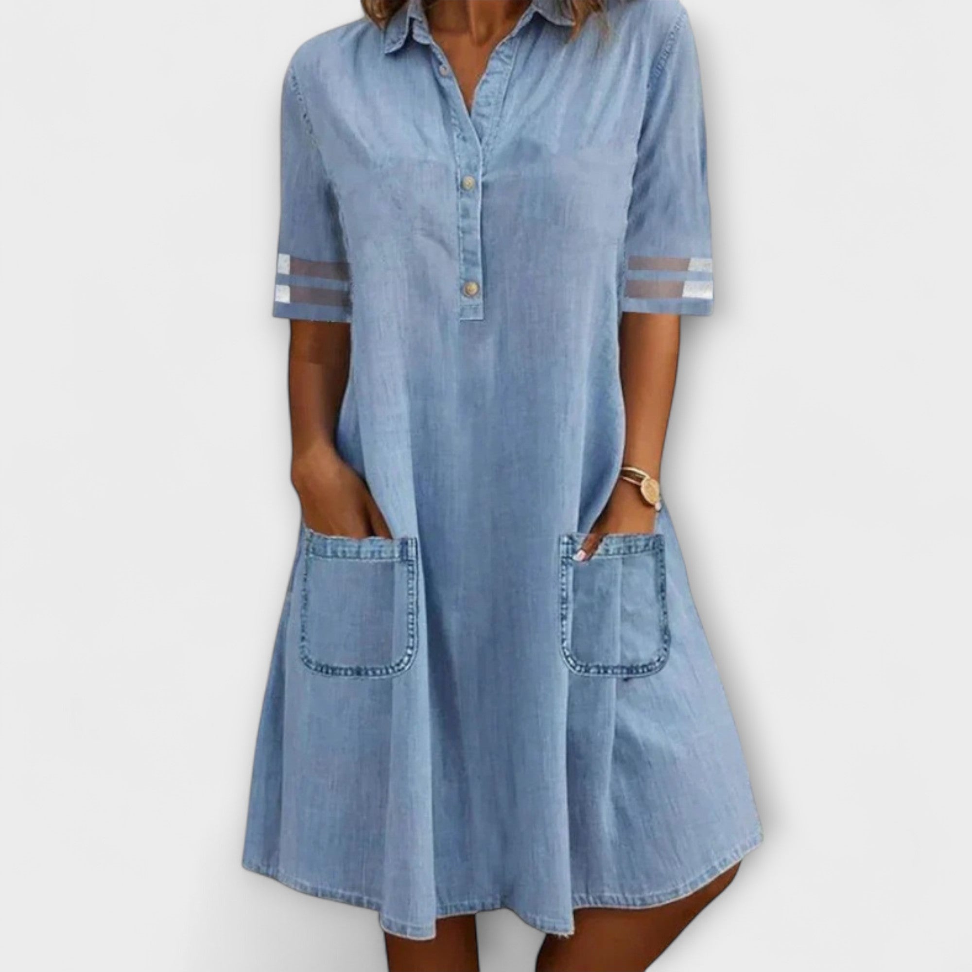 Amara™ | Cotton Denim Shirt Dress