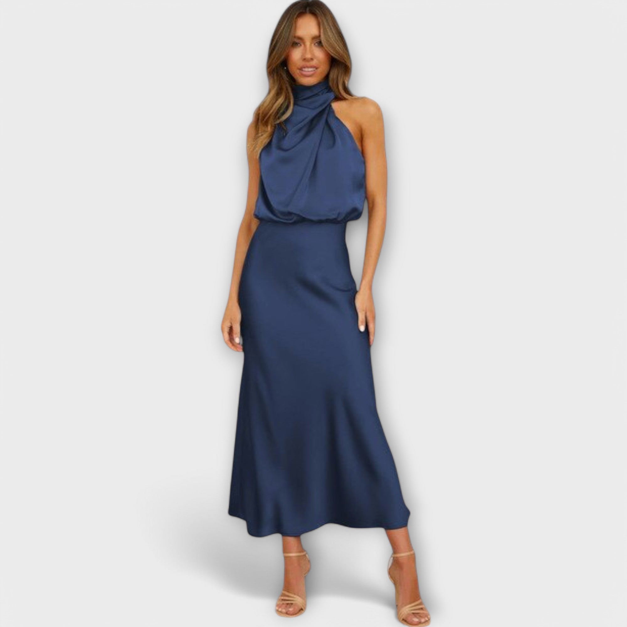 Amara™ | Satin Halter Maxi Dress