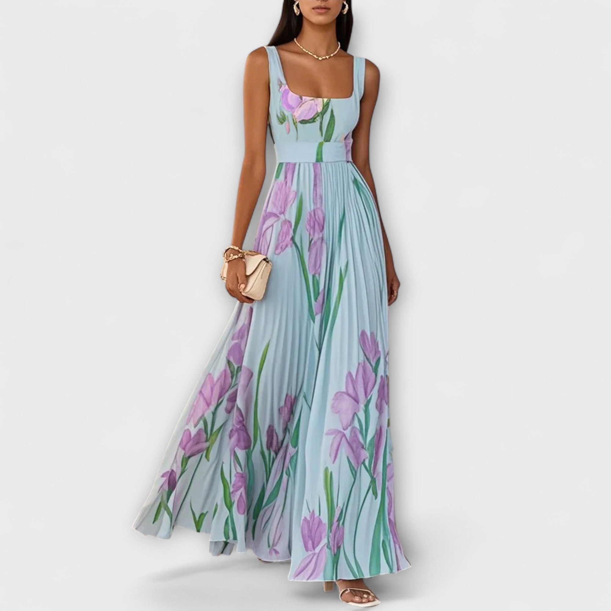 Amara™ | Folded Floral Chiffon Maxi Dress