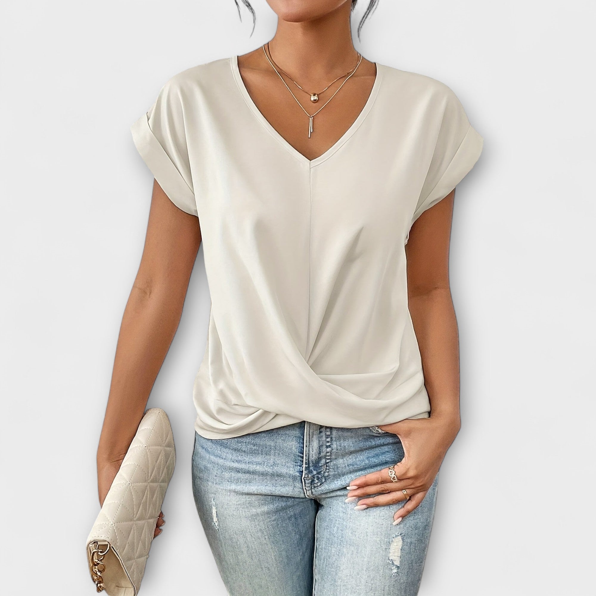Amara™ | V-Neck Top with Knot Detail