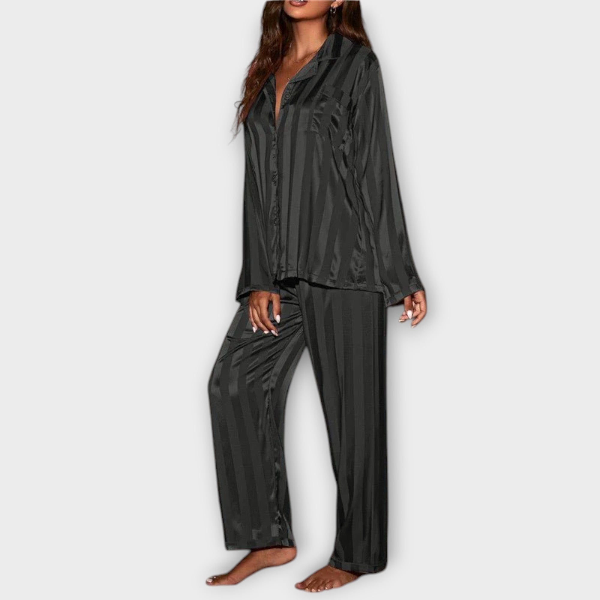 Amara™ | Striped Satin Pyjama Set