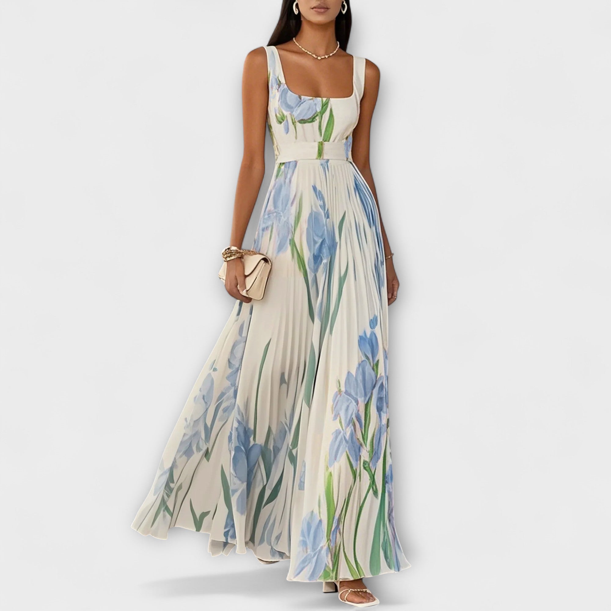 Amara™ | Folded Floral Chiffon Maxi Dress