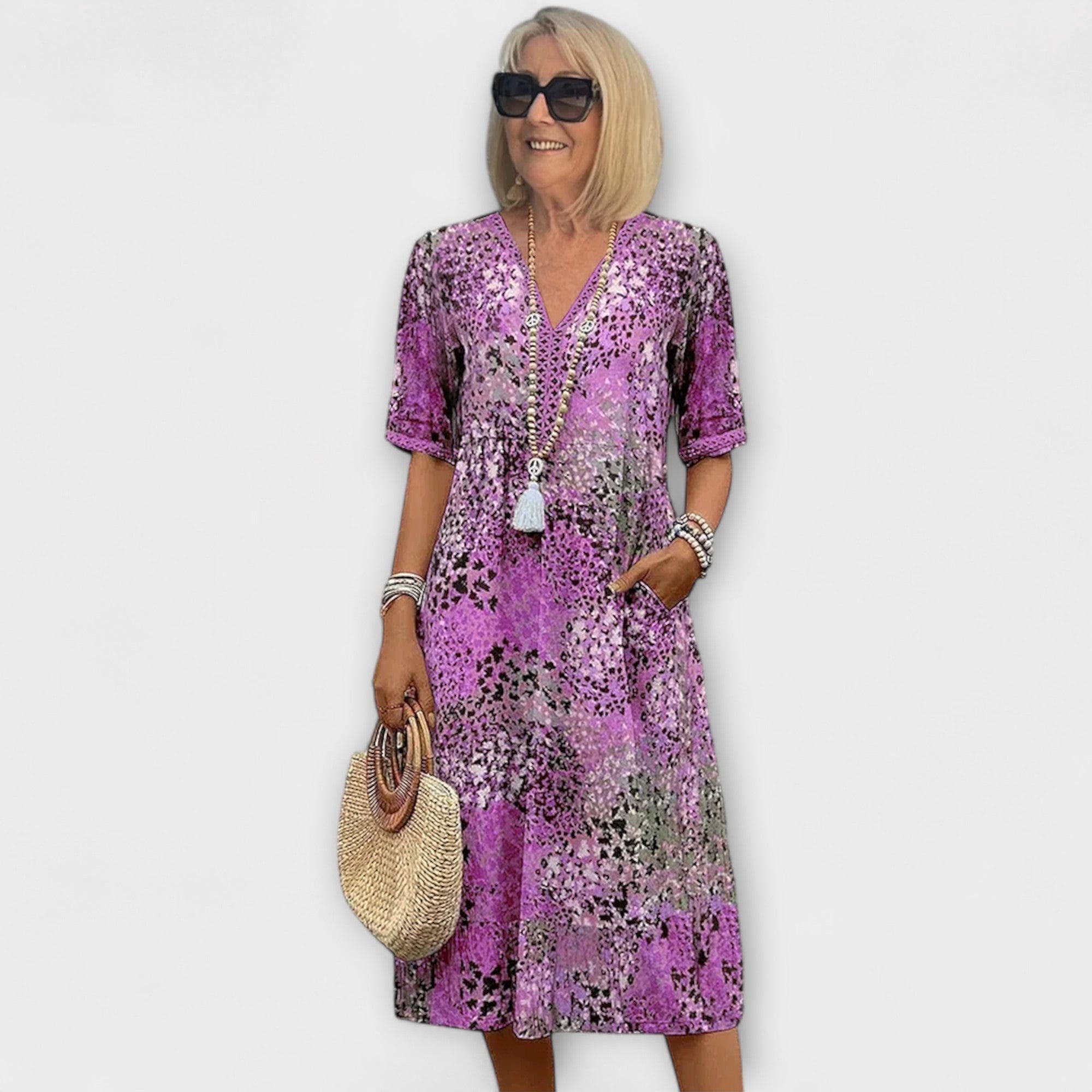 Amara™ | Relaxed Printed Midi Dress