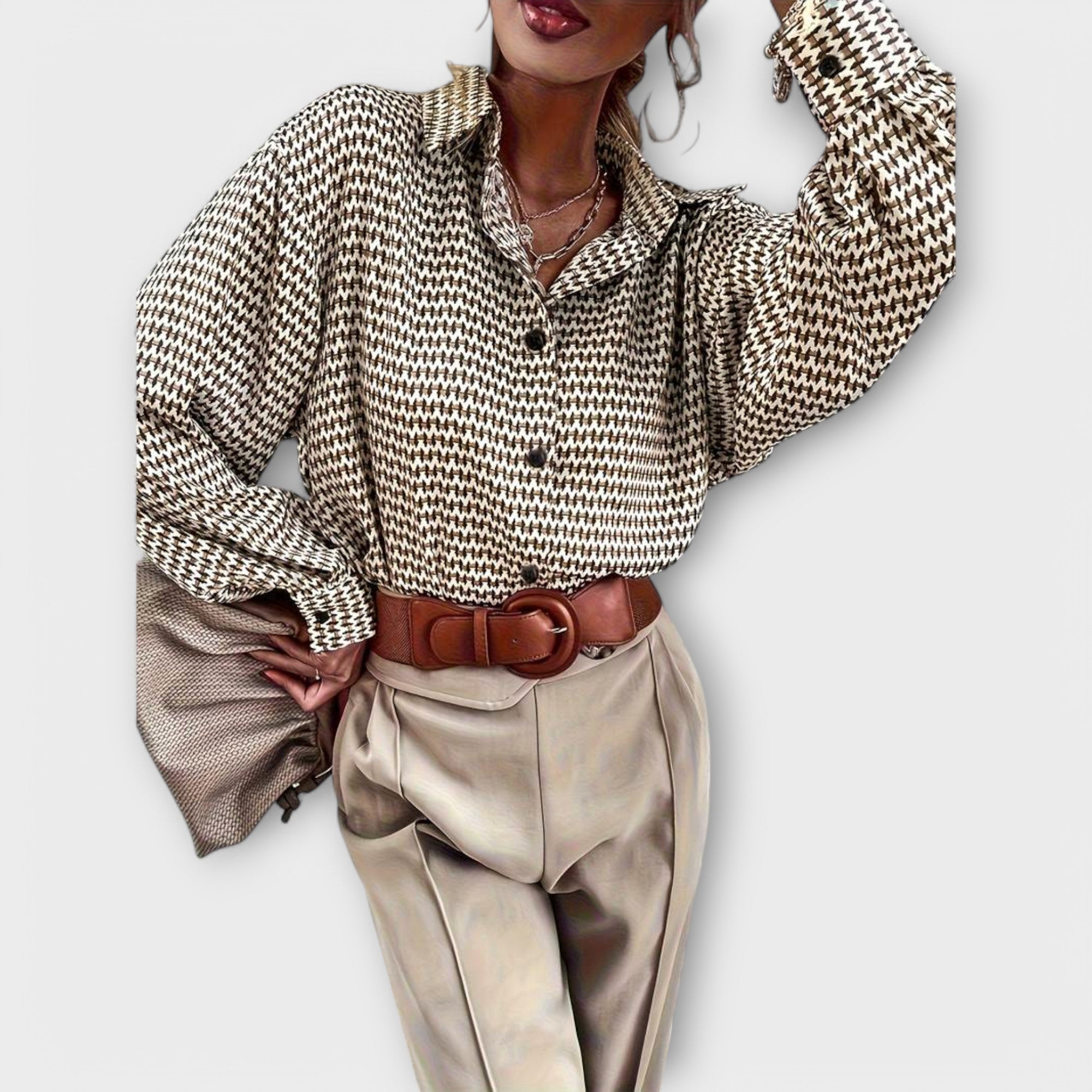 Amara™ | Vintage Long-Sleeve Blouse