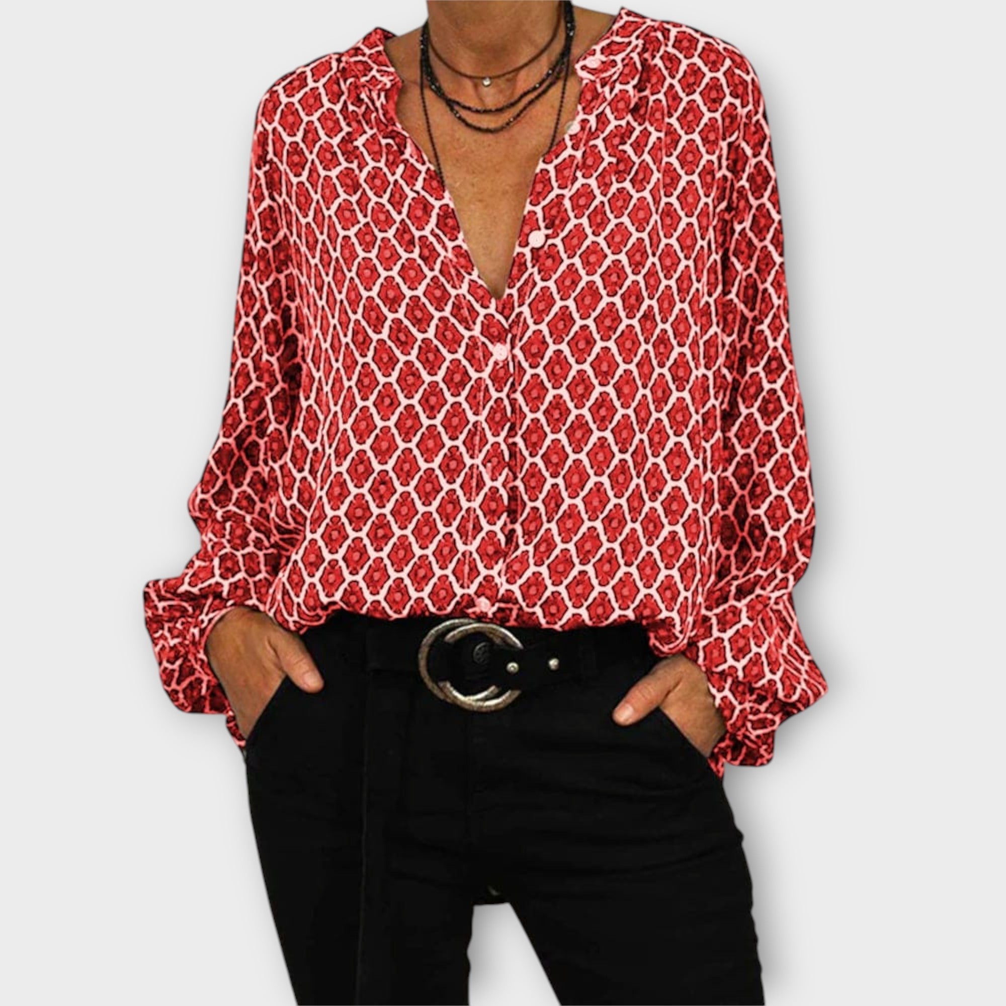 Amara™ | Geometric Print Blouse