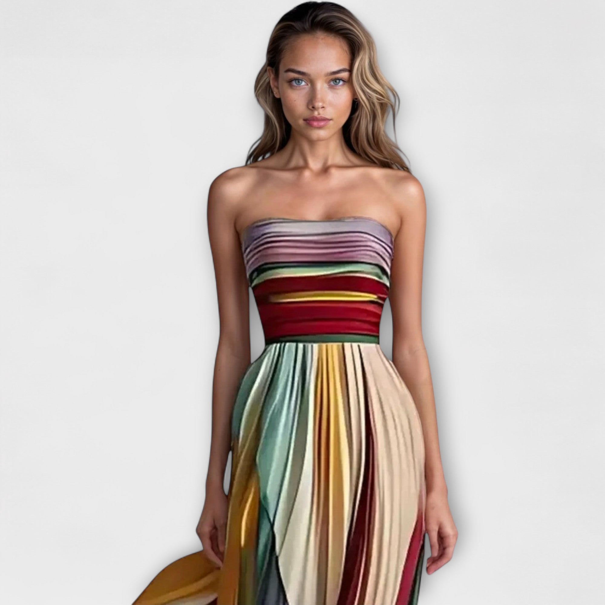 Amara™ | Strapless Pleated Maxi Dress