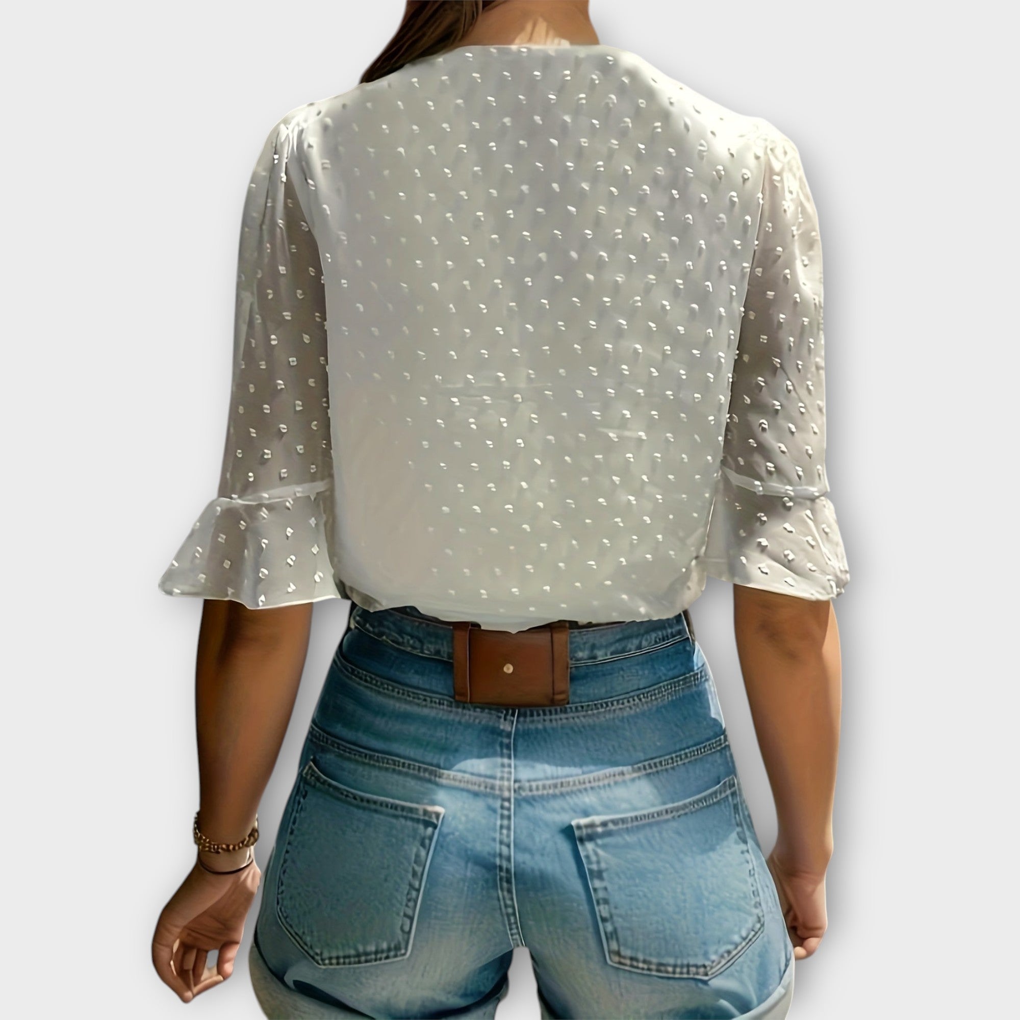 Amara™ | Textured Blouse with V-Neckline