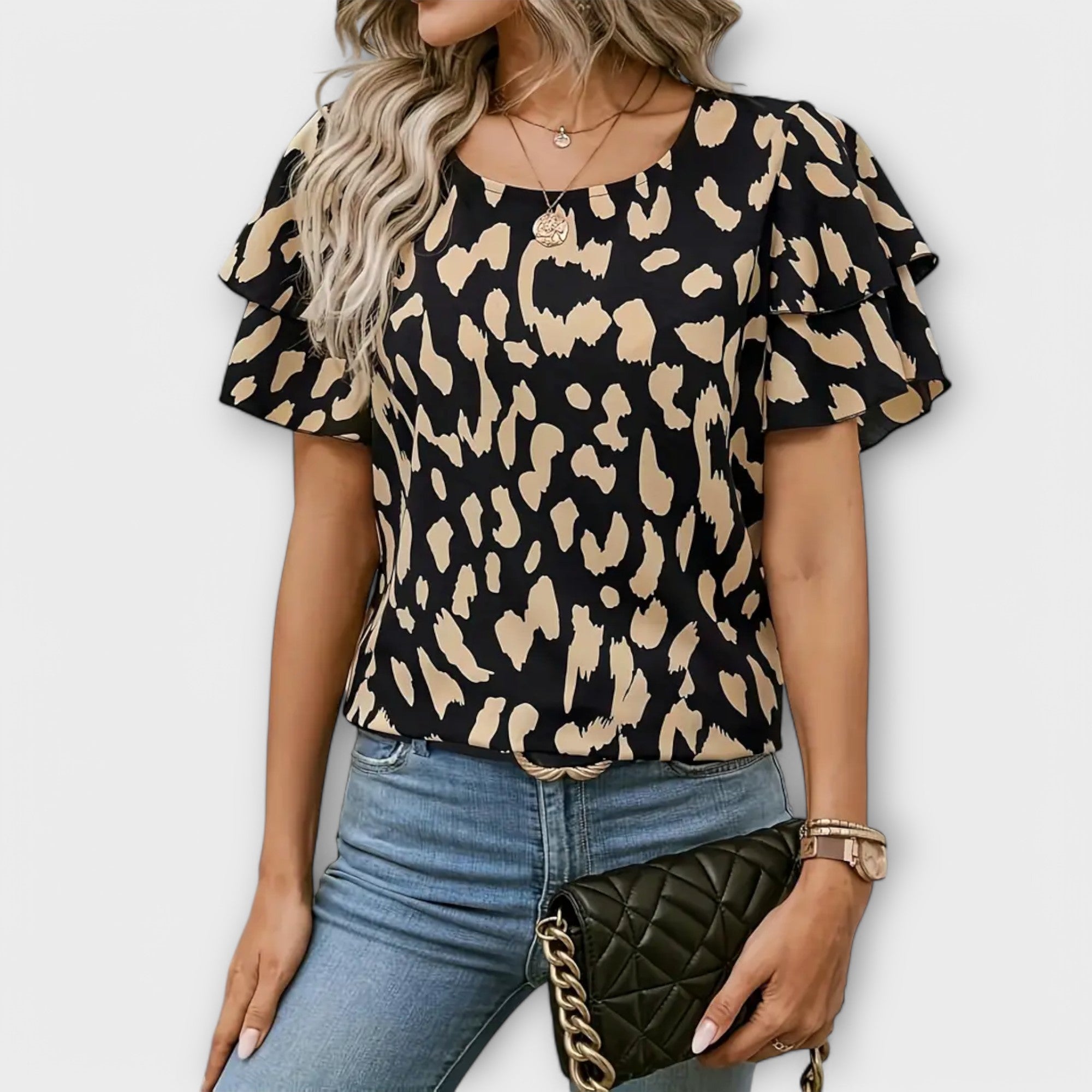Amara™ | Ruffled Leopard Blouse