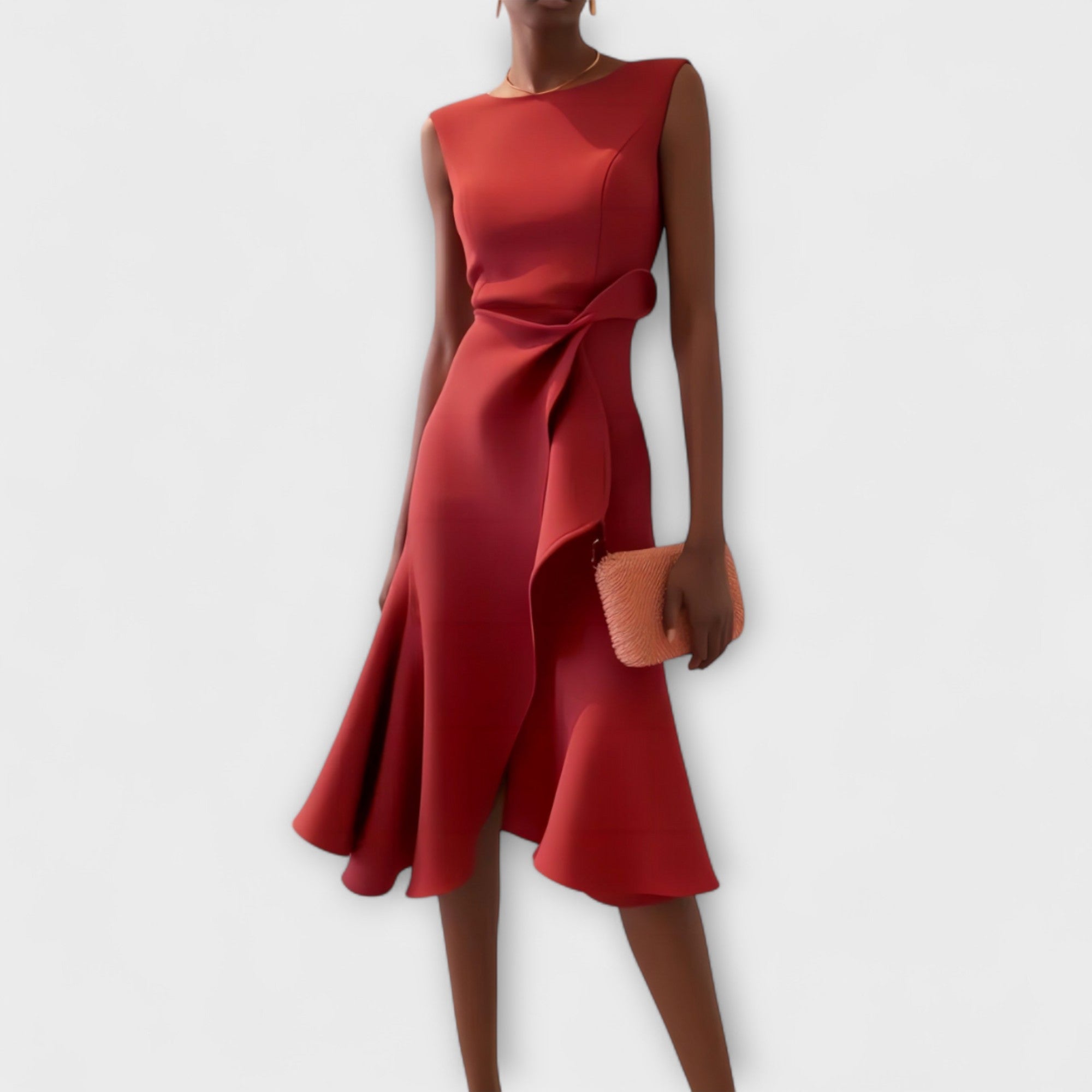 Amara™ | Sculpted Ruffle Midi Dress