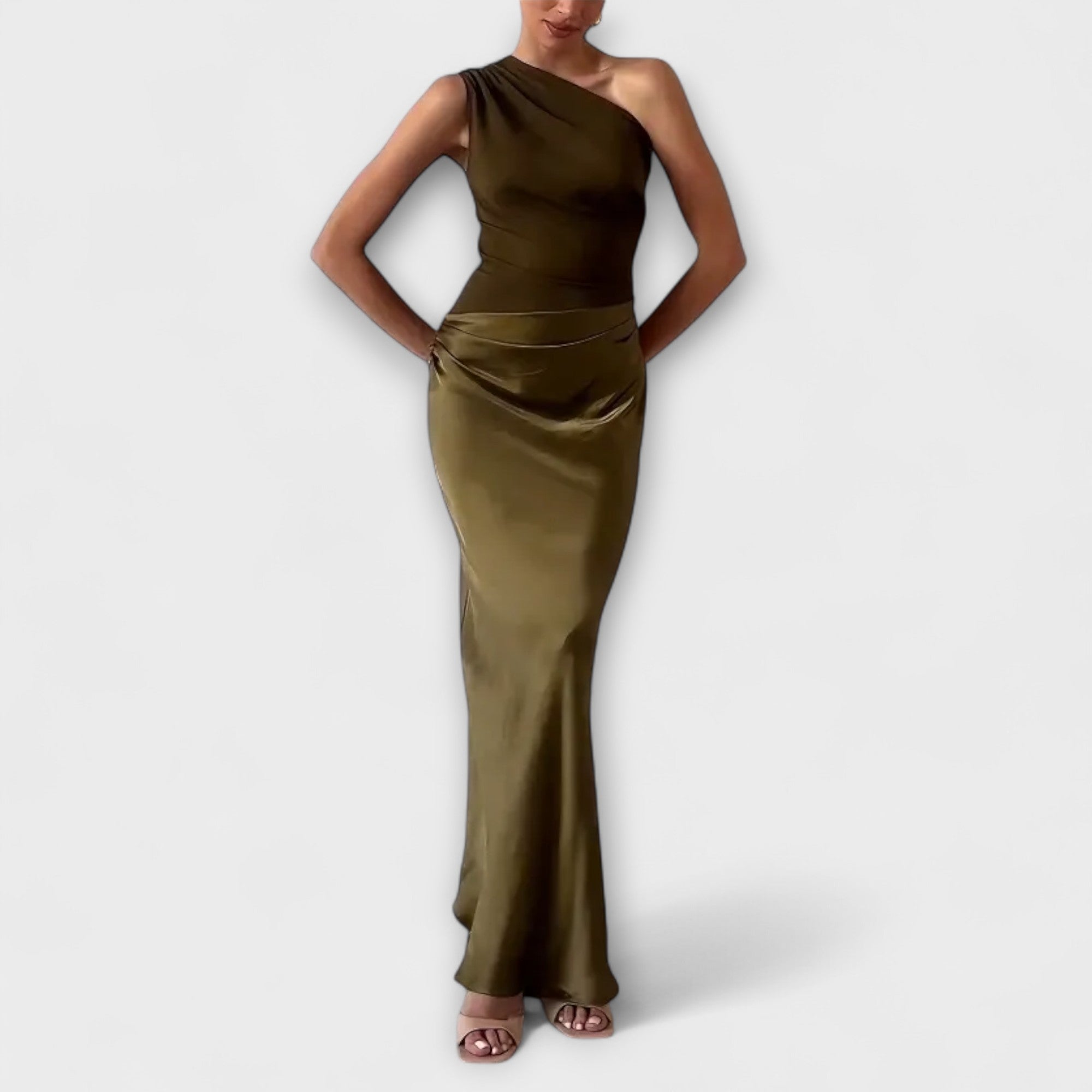 Amara™ | Elegant One-Shoulder Pleated Maxi Dress