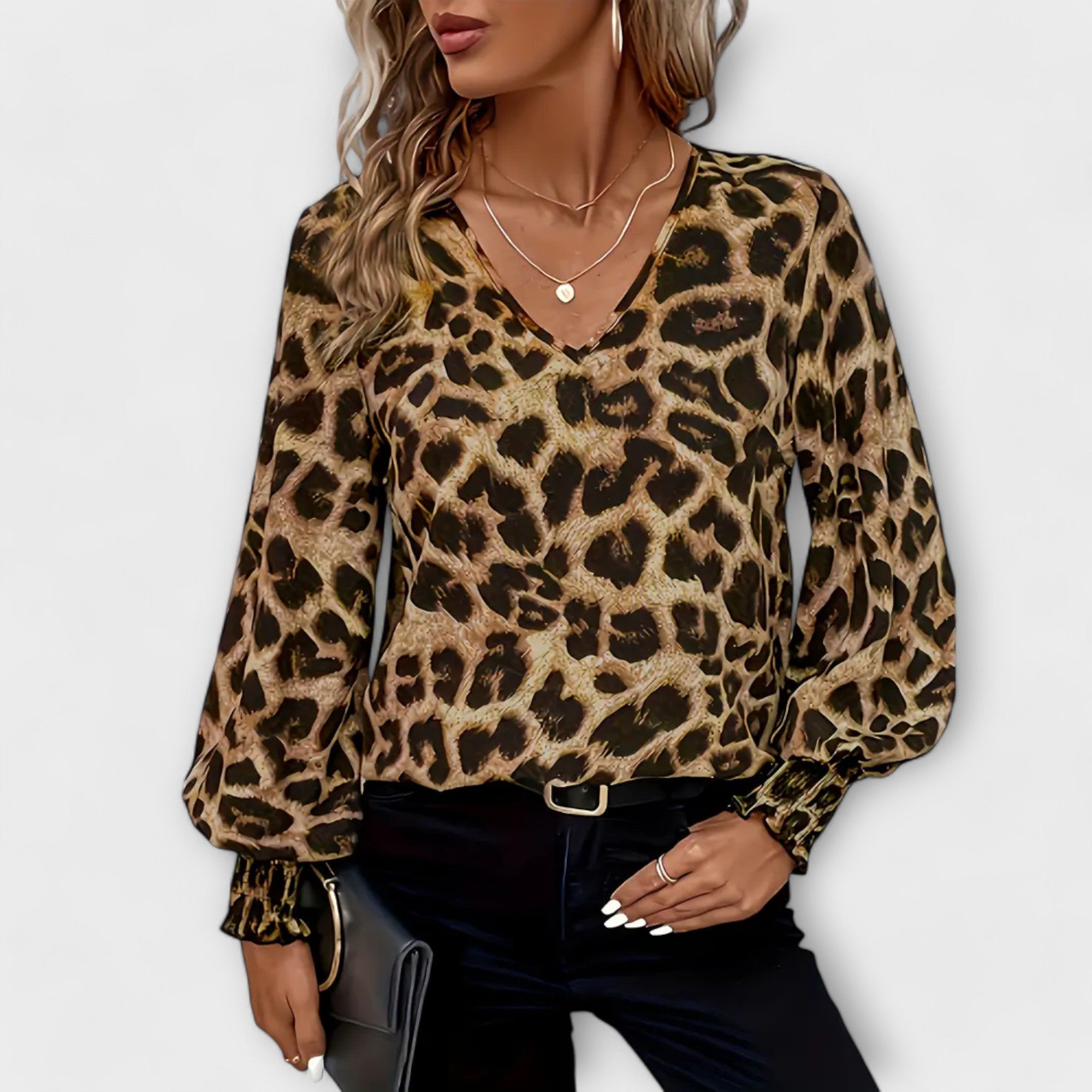 Amara™ | Wild and Stylish Leopard Blouse with V-Neck