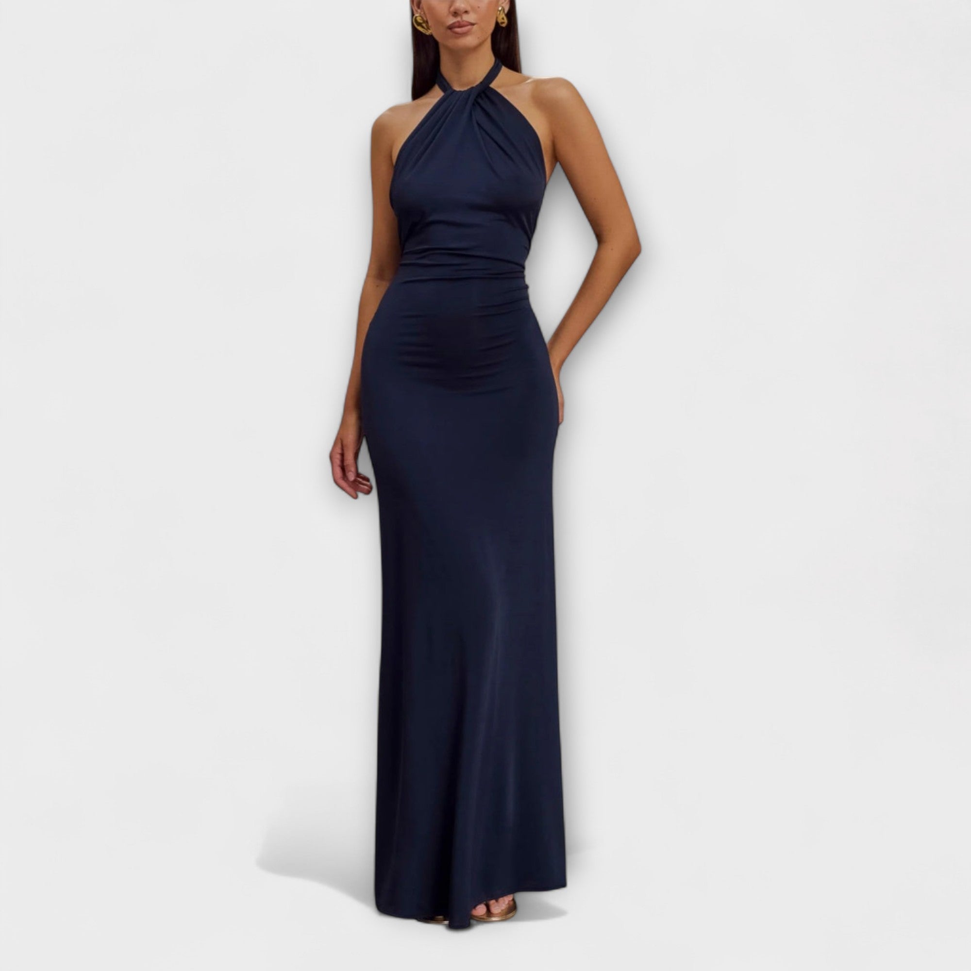 Amara™ | Slinky Halter Maxi Dress