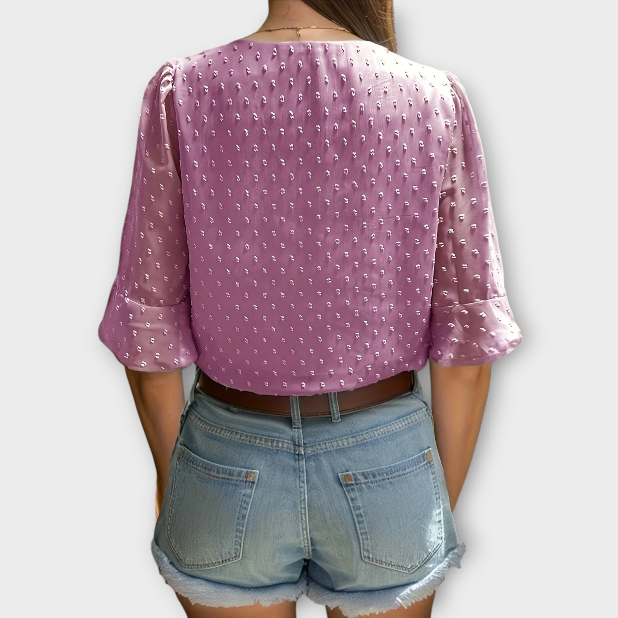 Amara™ | Textured Blouse with V-Neckline