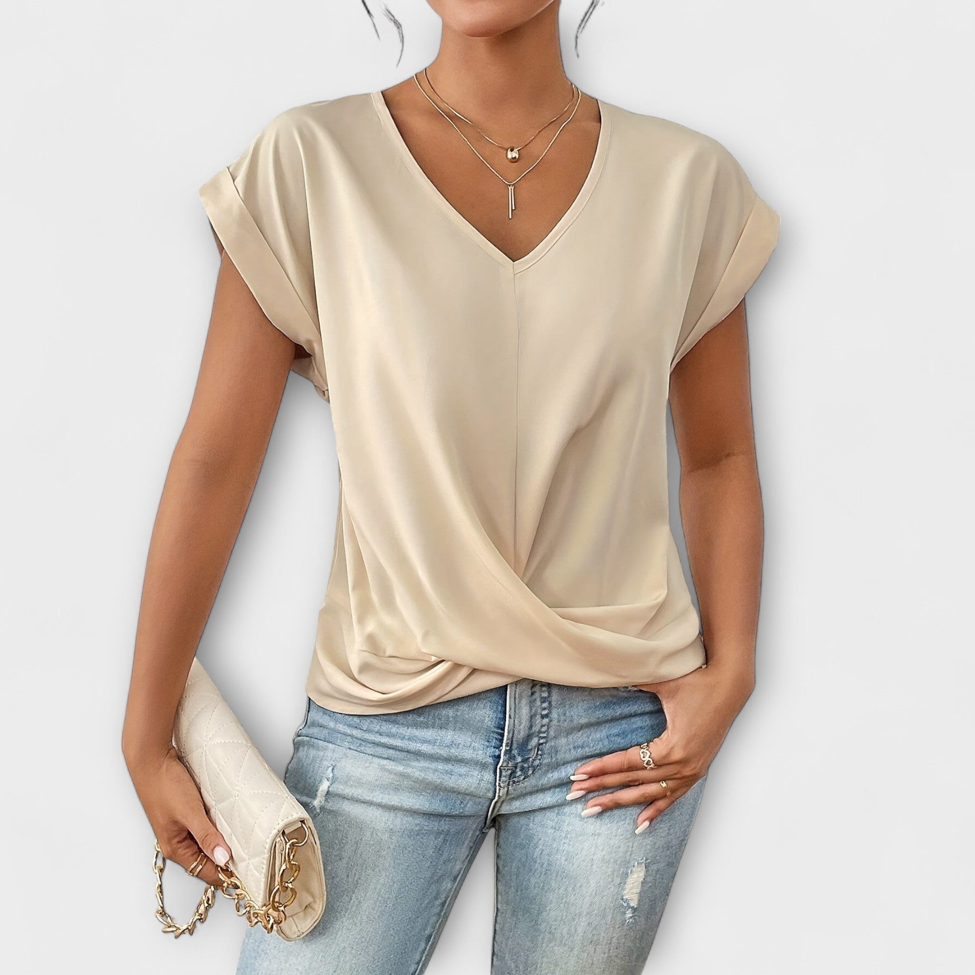 Amara™ | V-Neck Top with Knot Detail