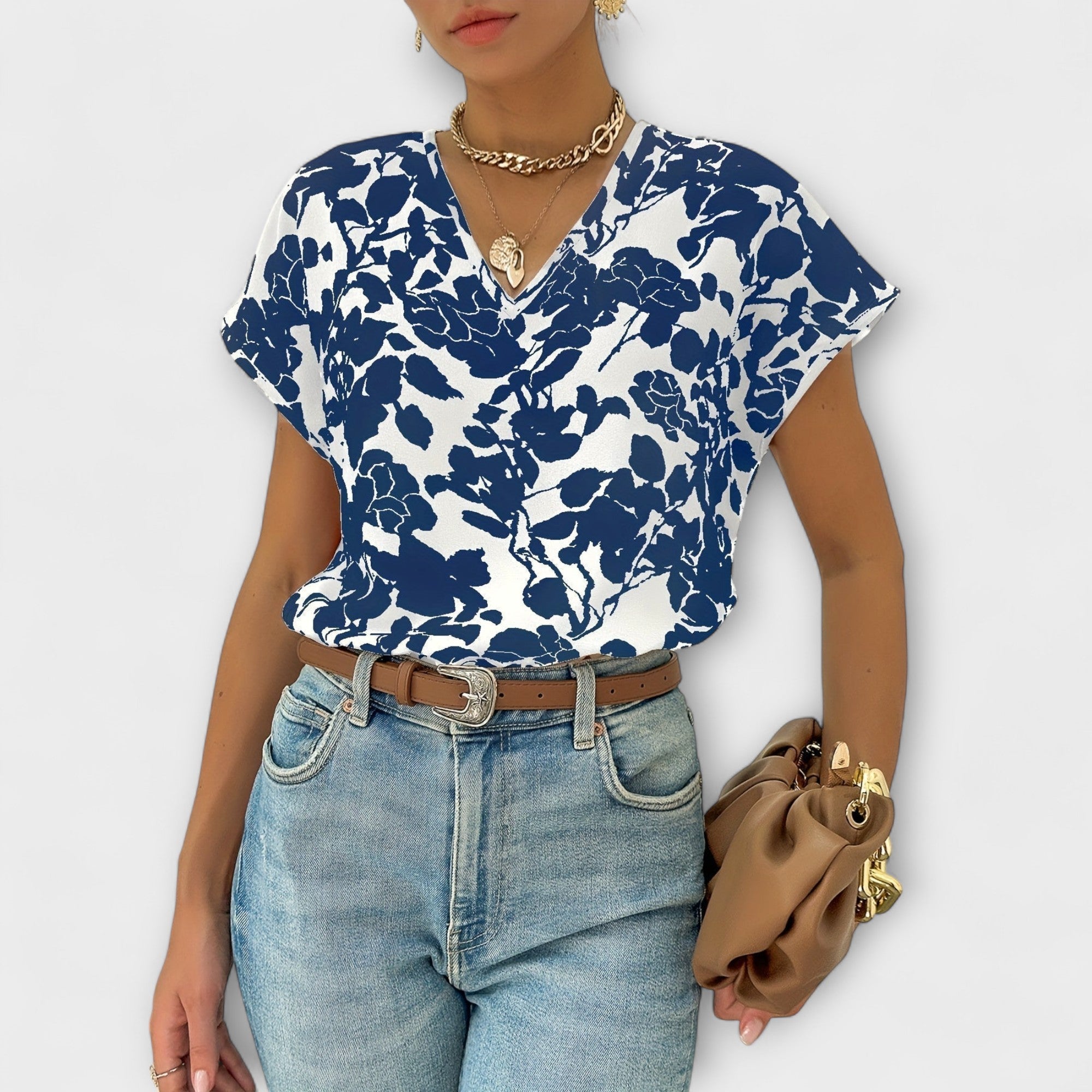 Amara™ | V-Neck Floral Blouse