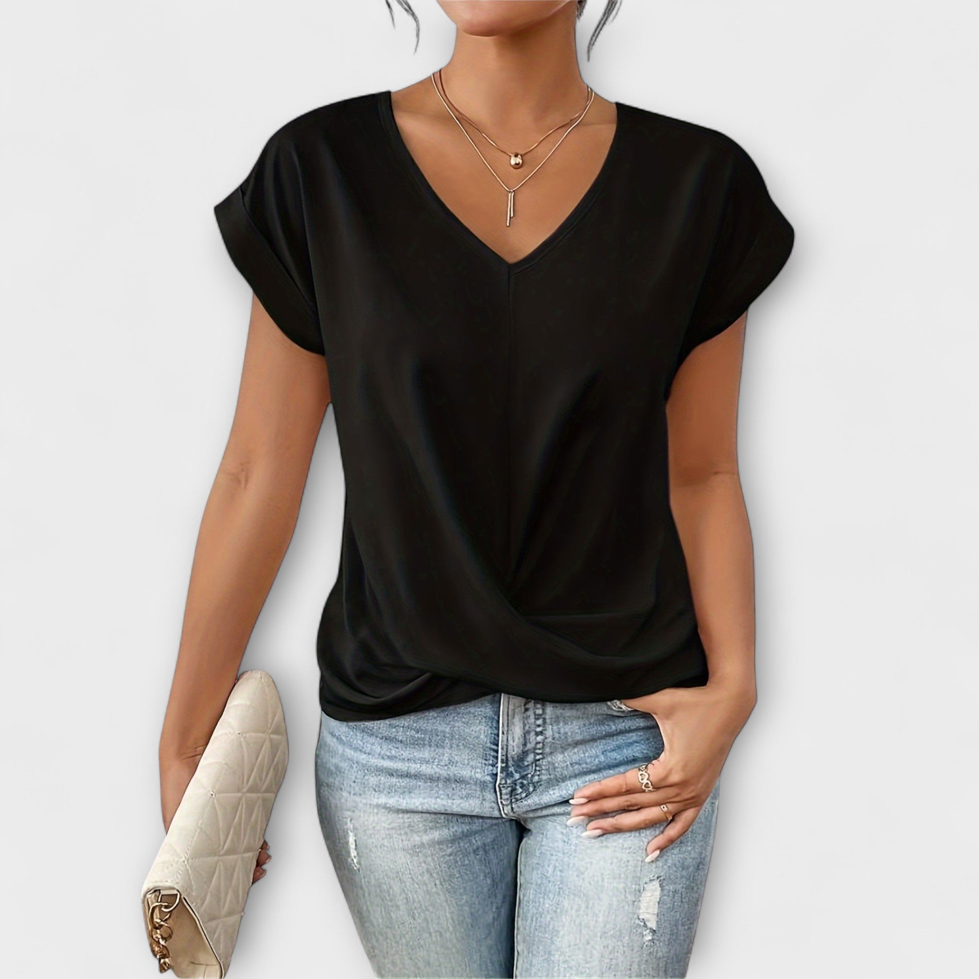 Amara™ | V-Neck Top with Knot Detail