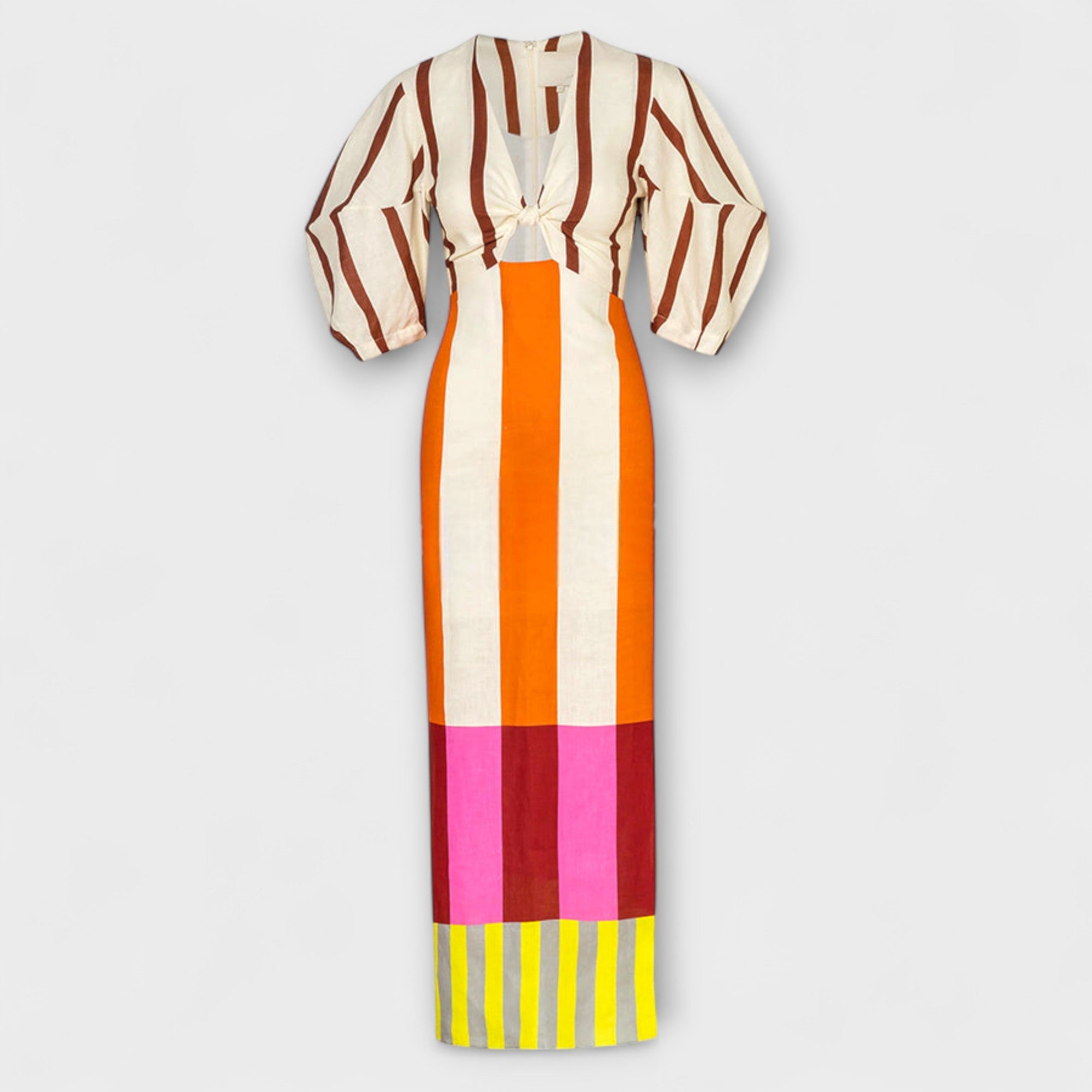 Amara™ | Maxi Dress with Front Cut-Out and Puff Sleeves