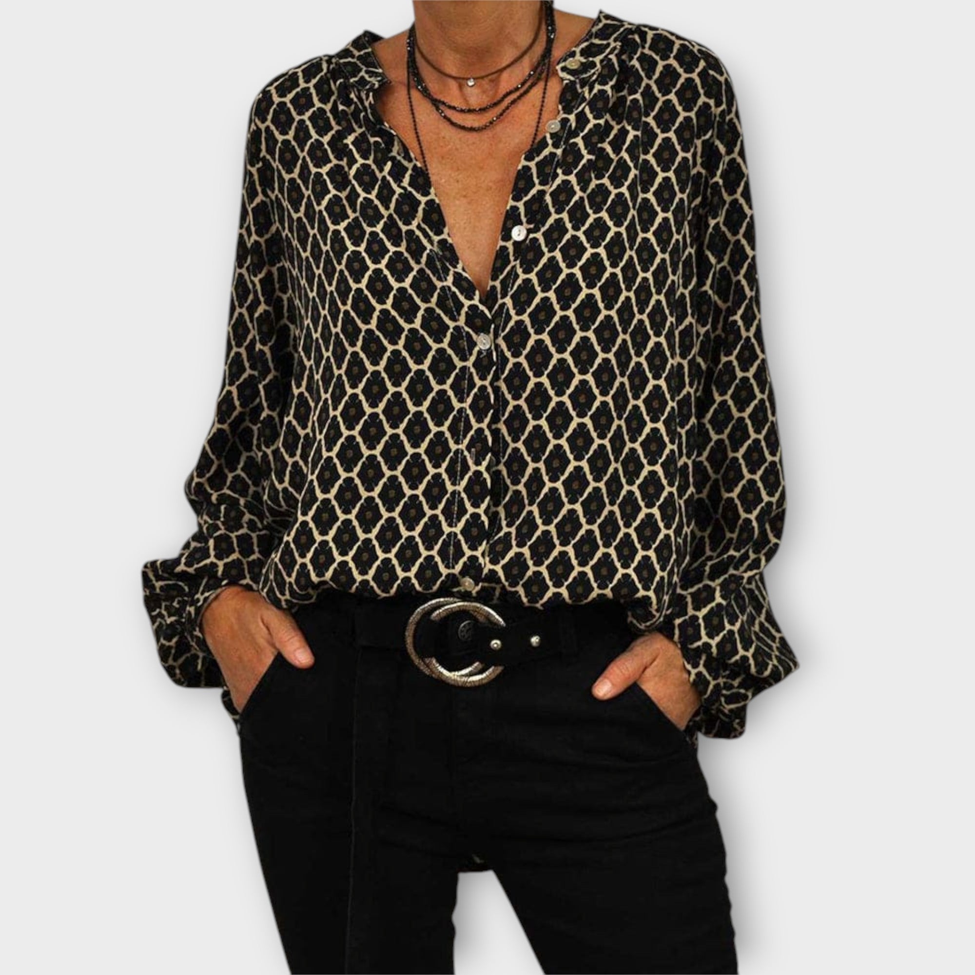 Amara™ | Geometric Print Blouse