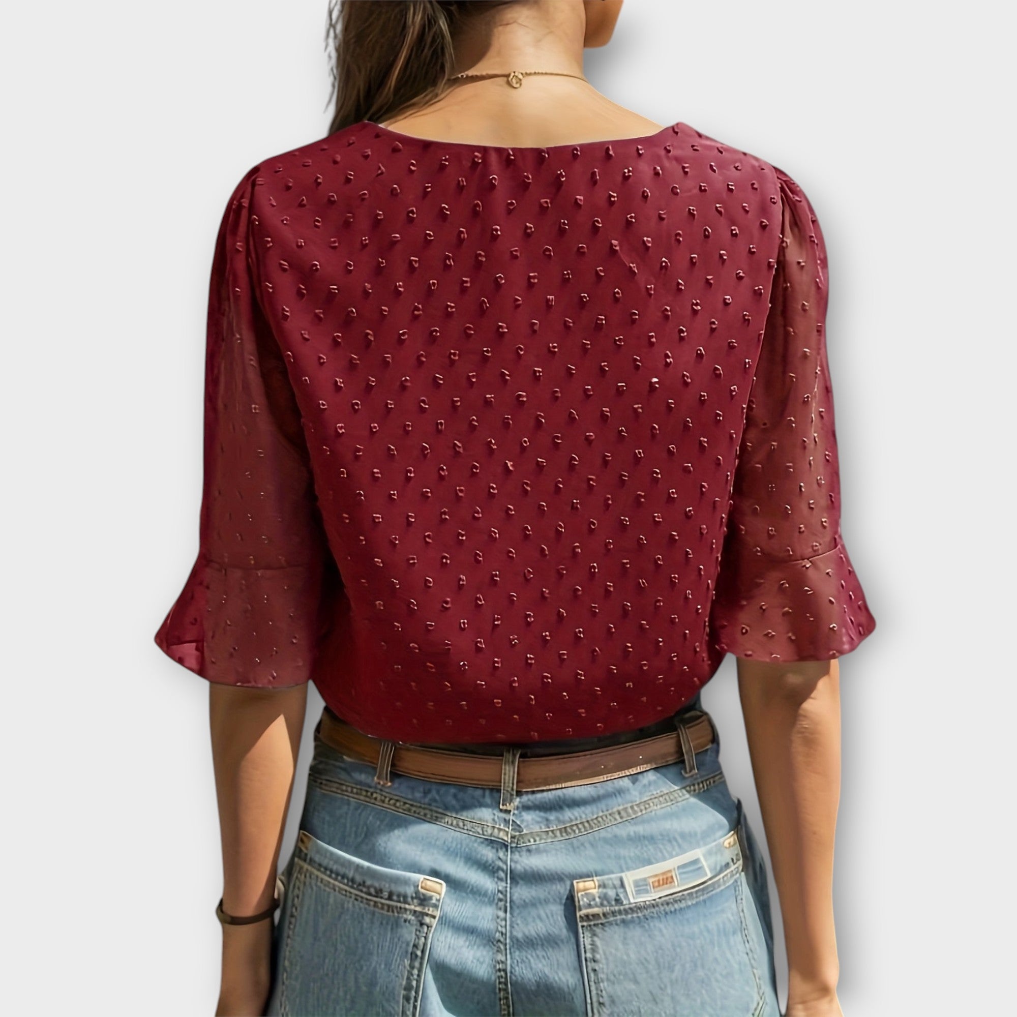 Amara™ | Textured Blouse with V-Neckline