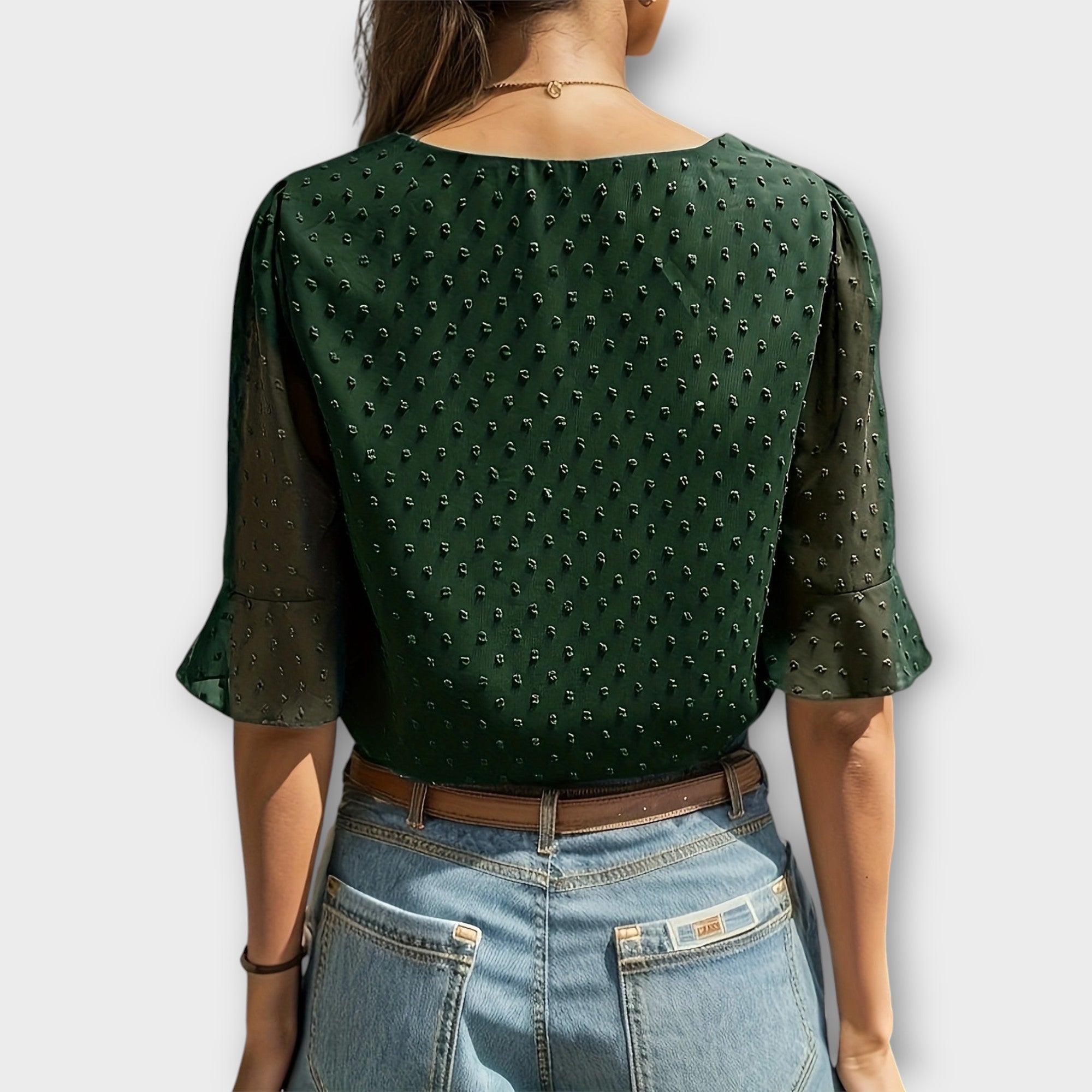 Amara™ | Textured Blouse with V-Neckline