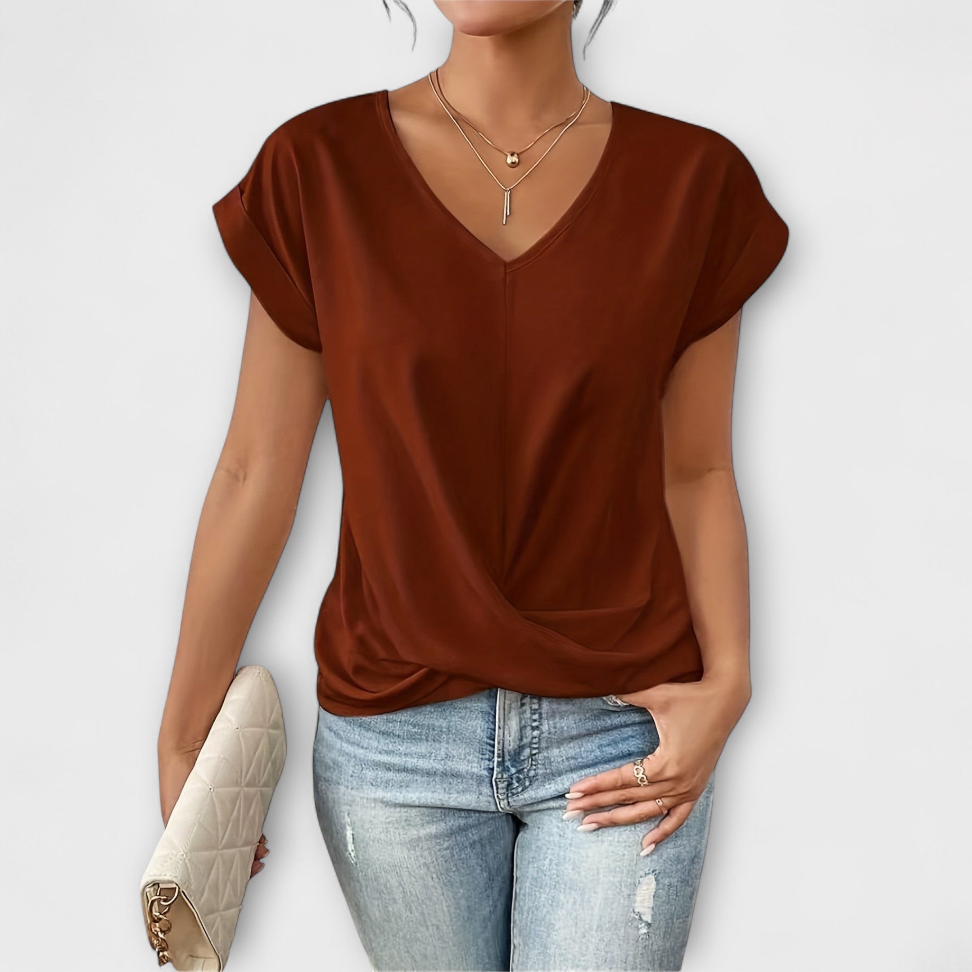 Amara™ | V-Neck Top with Knot Detail