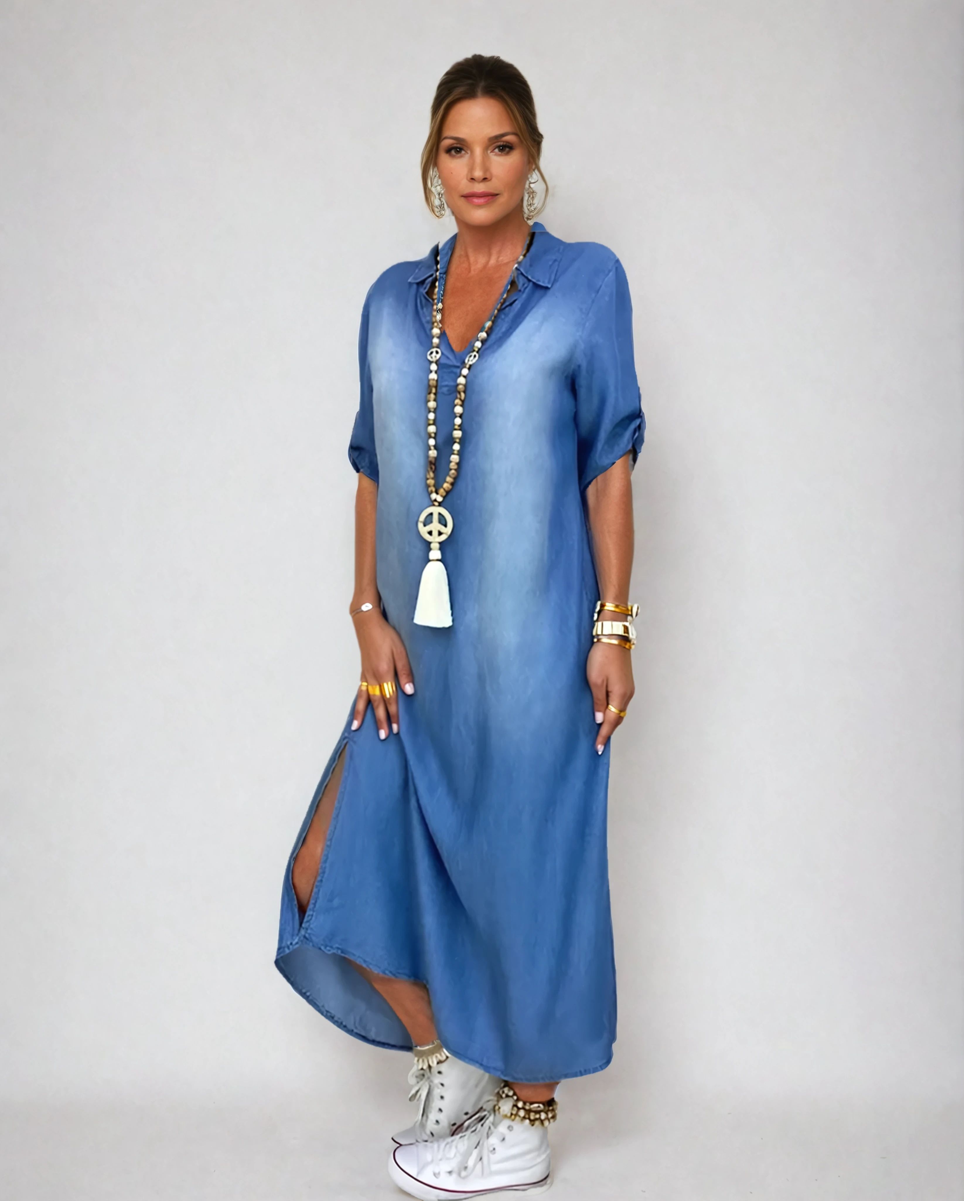 Amara™ | Long Denim Style Dress