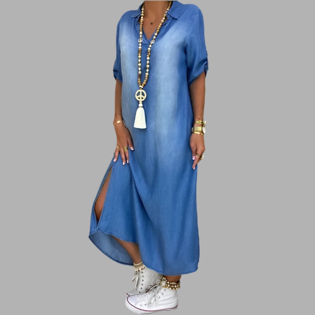 Amara™ | Long Denim Style Dress