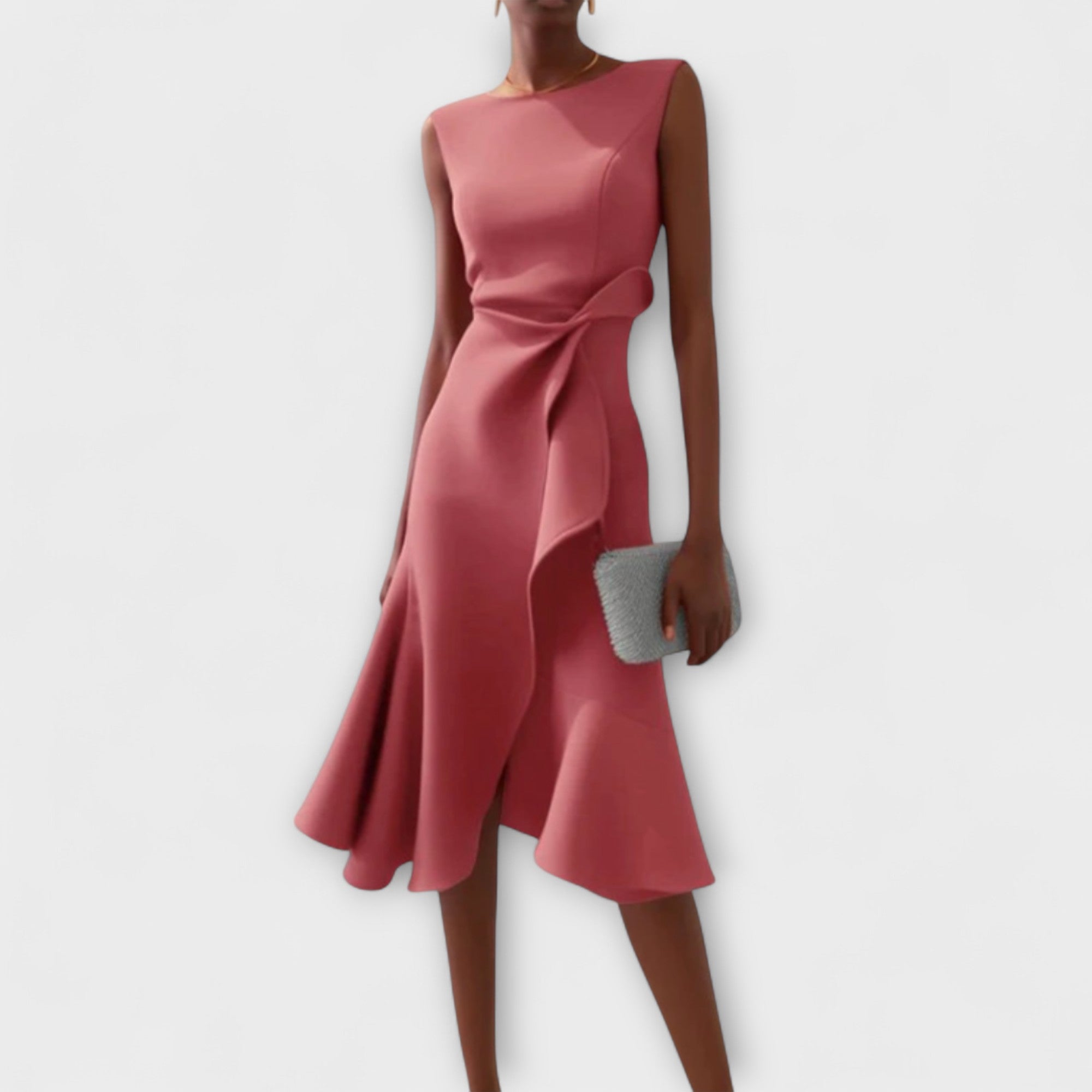 Amara™ | Sculpted Ruffle Midi Dress