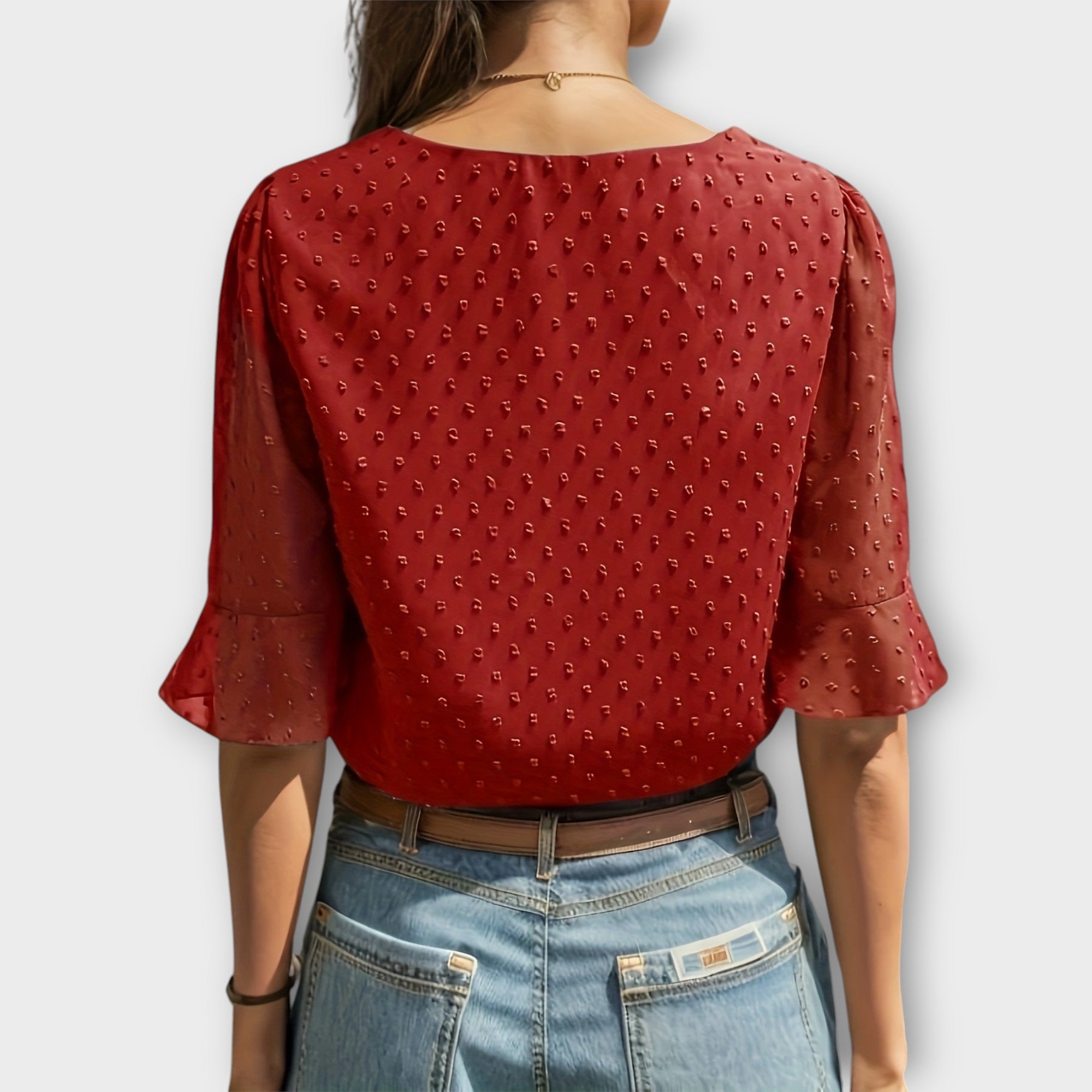 Amara™ | Textured Blouse with V-Neckline