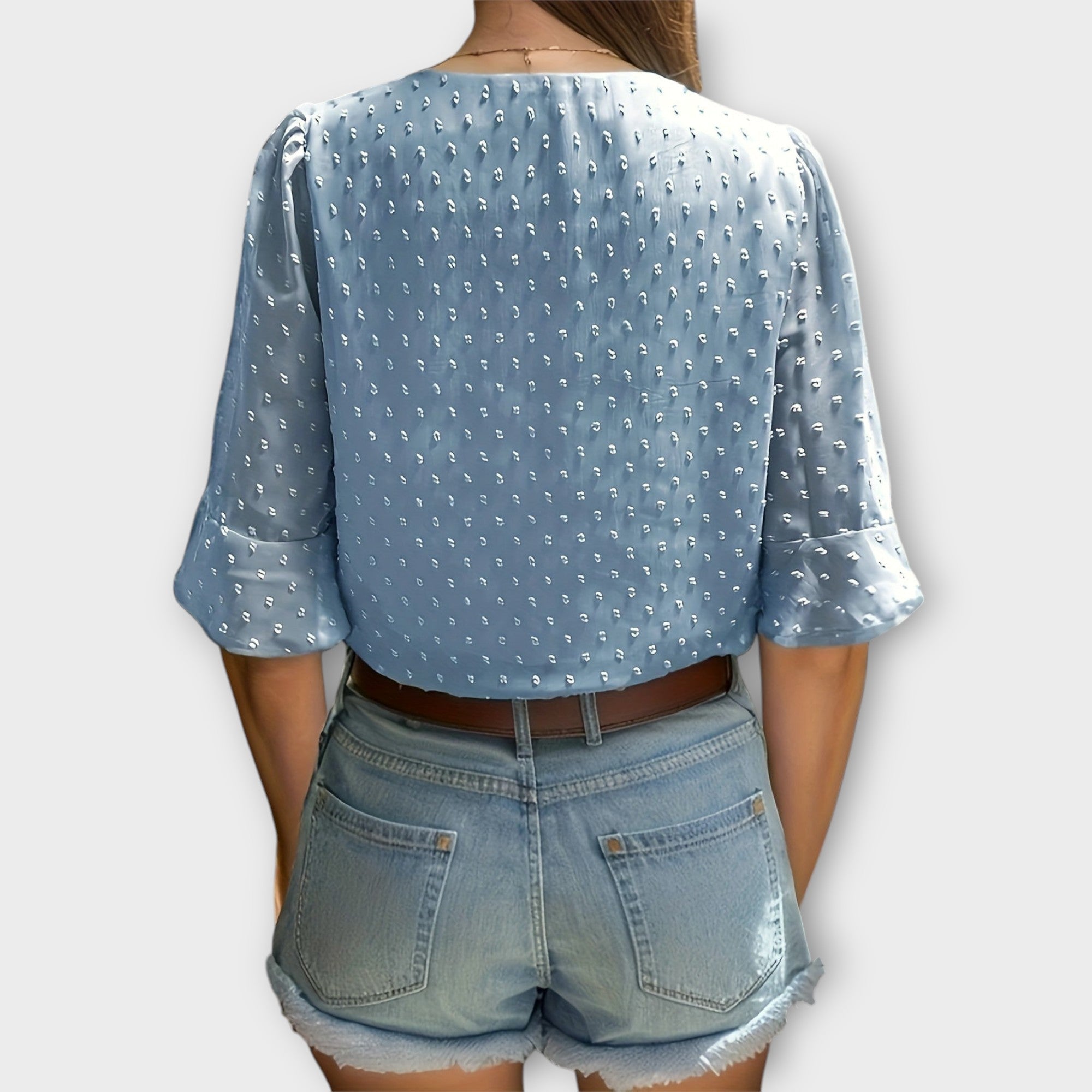 Amara™ | Textured Blouse with V-Neckline