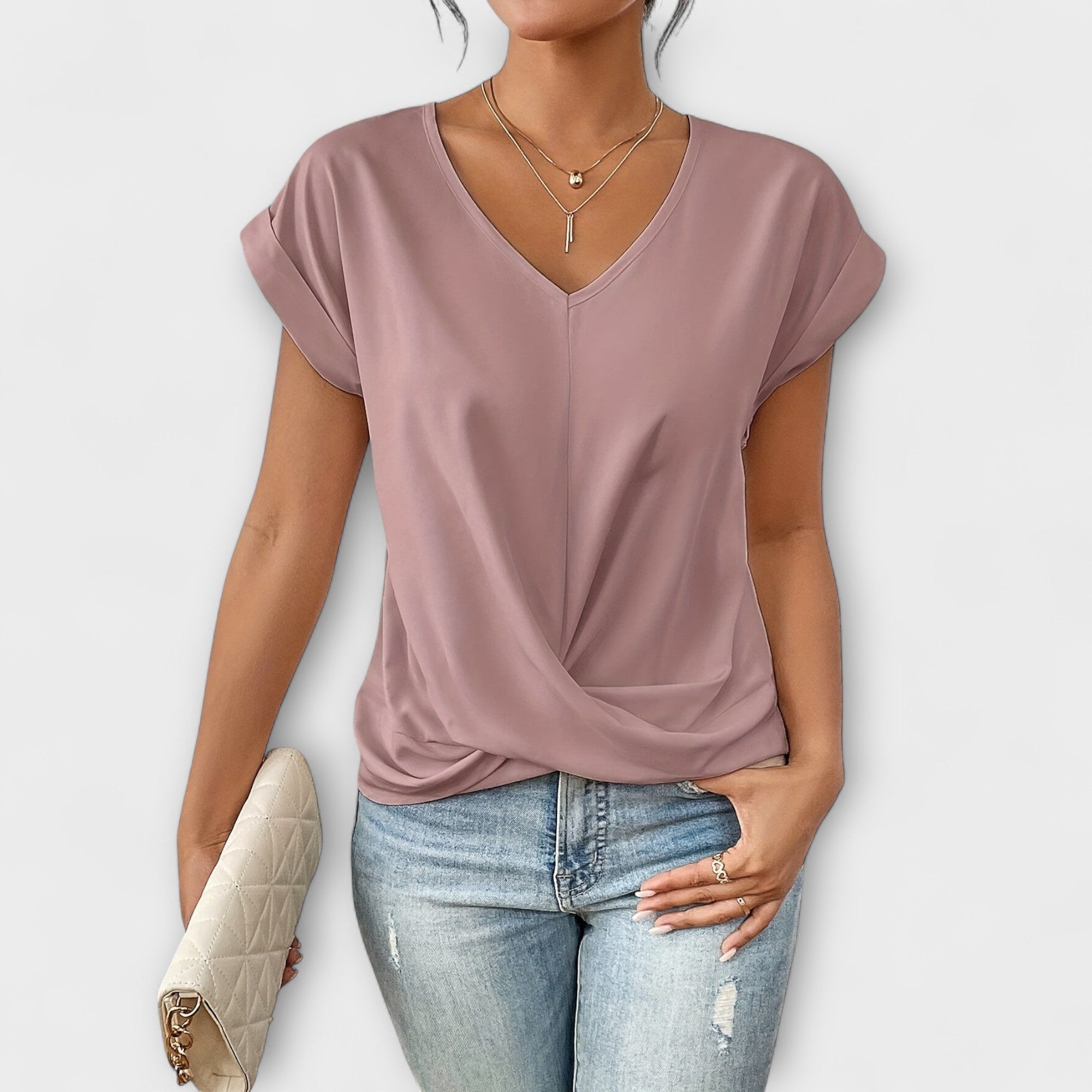 Amara™ | V-Neck Top with Knot Detail
