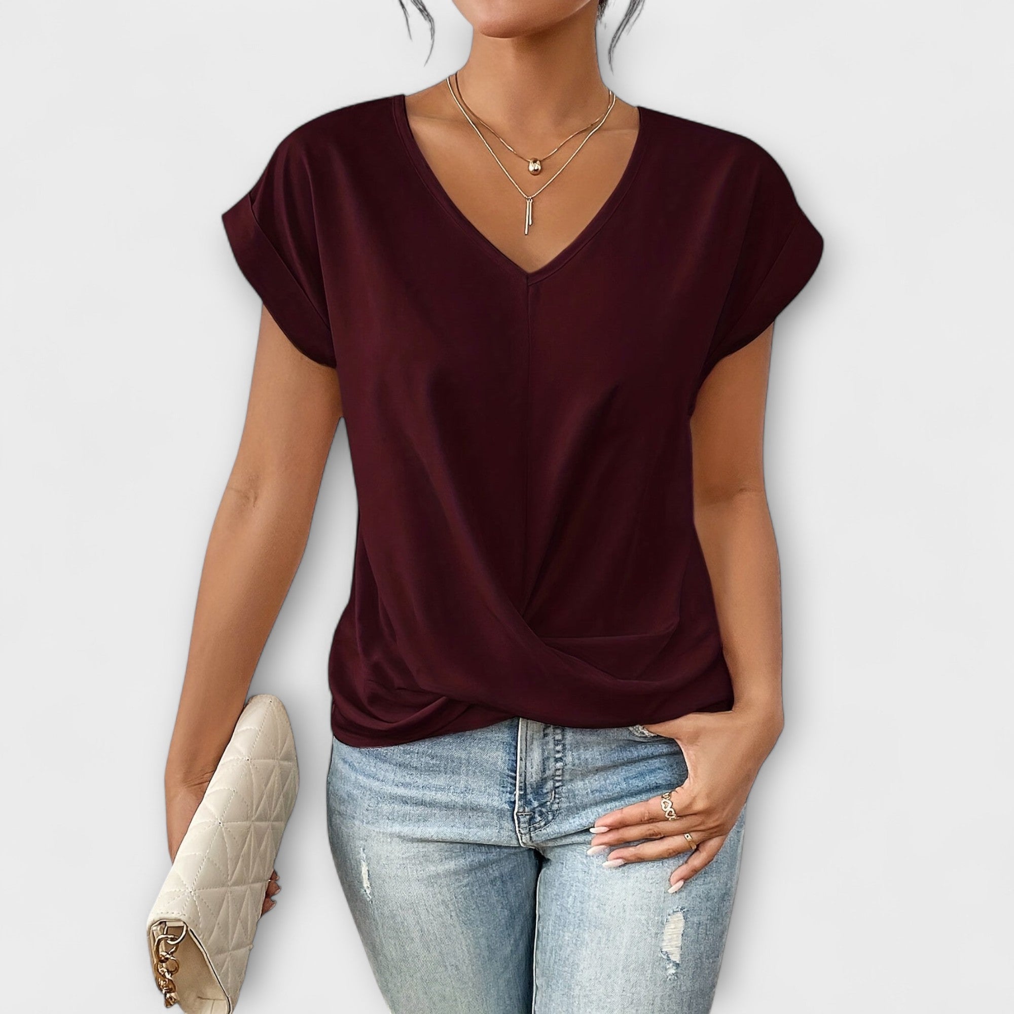 Amara™ | V-Neck Top with Knot Detail