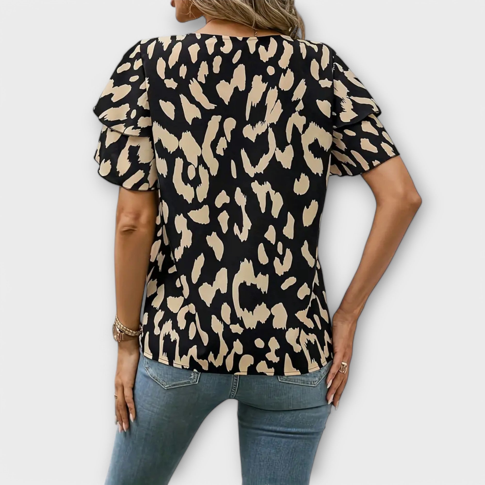 Amara™ | Ruffled Leopard Blouse