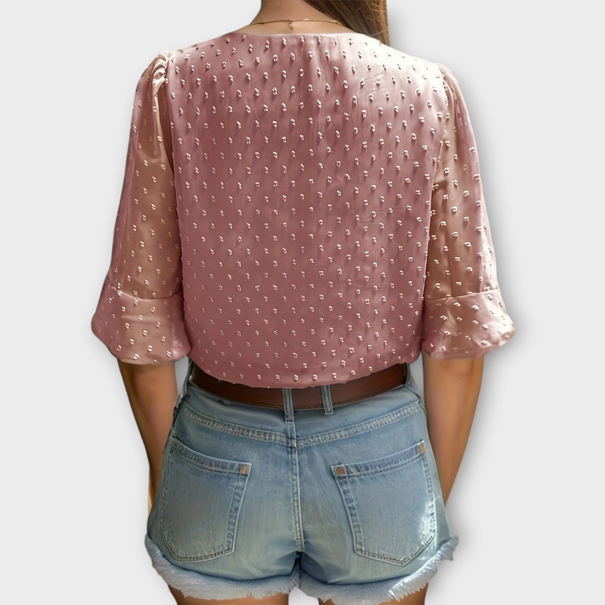 Amara™ | Textured Blouse with V-Neckline