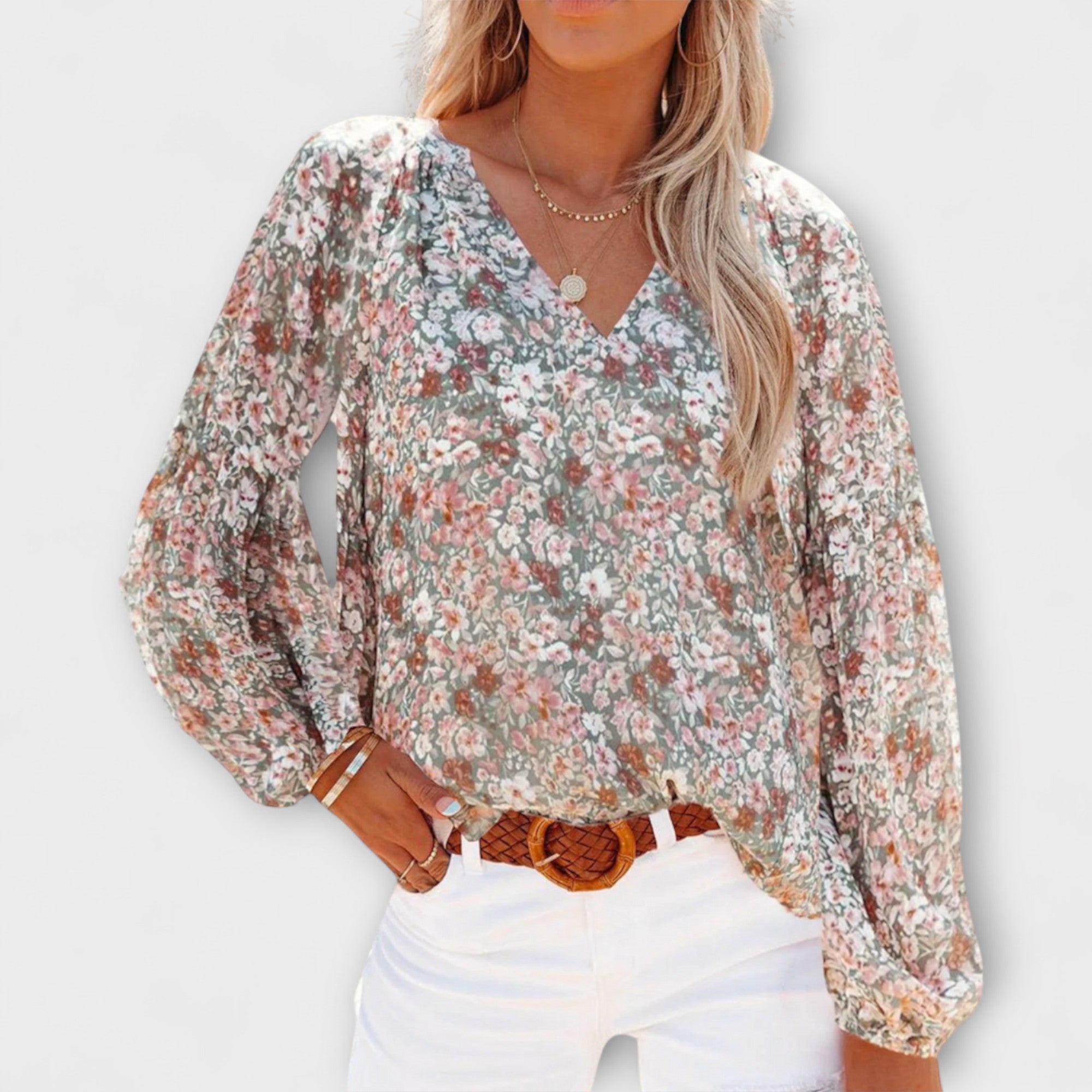 Amara™ | Long Sleeve Floral Blouse