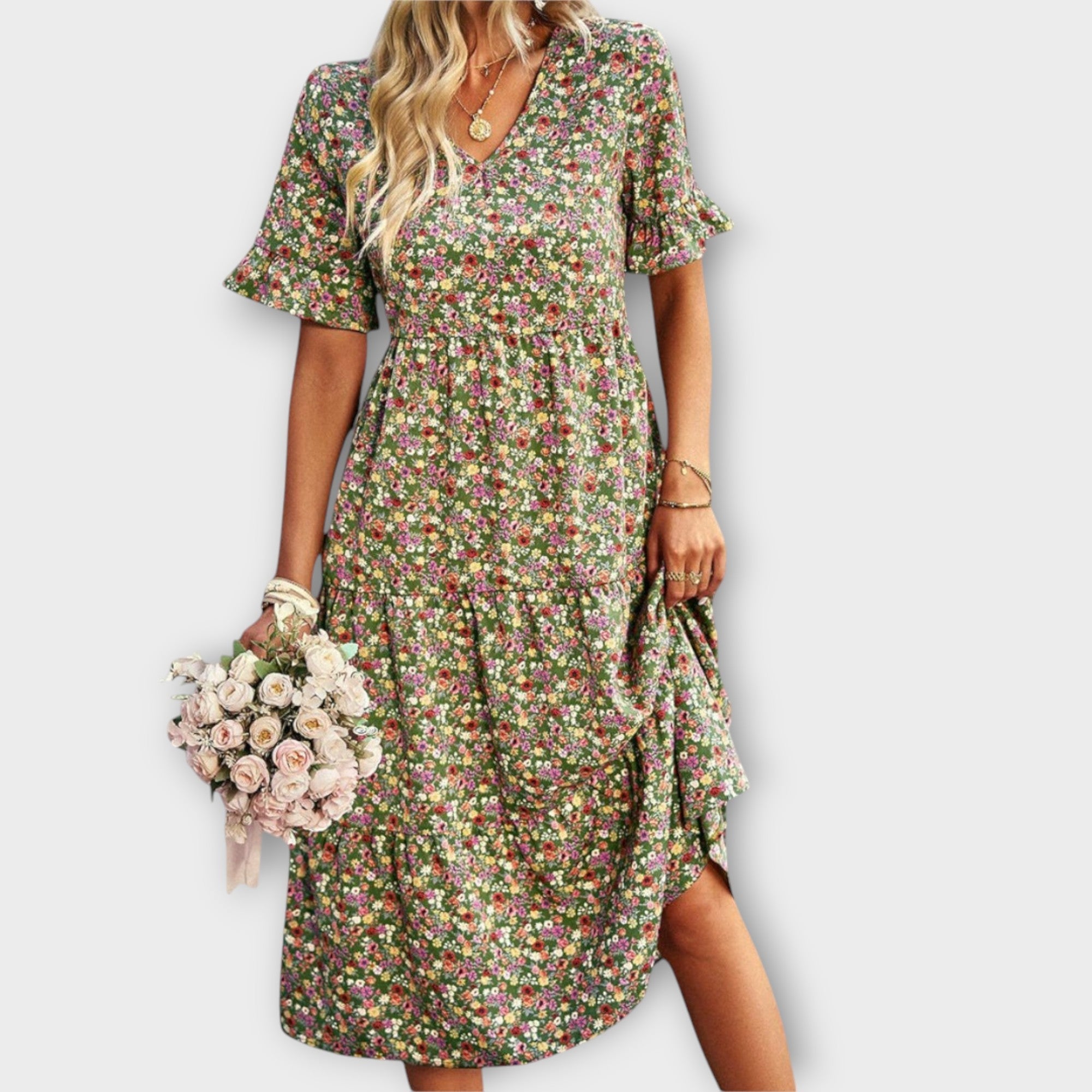 Amara™ | Floral Midi Dress